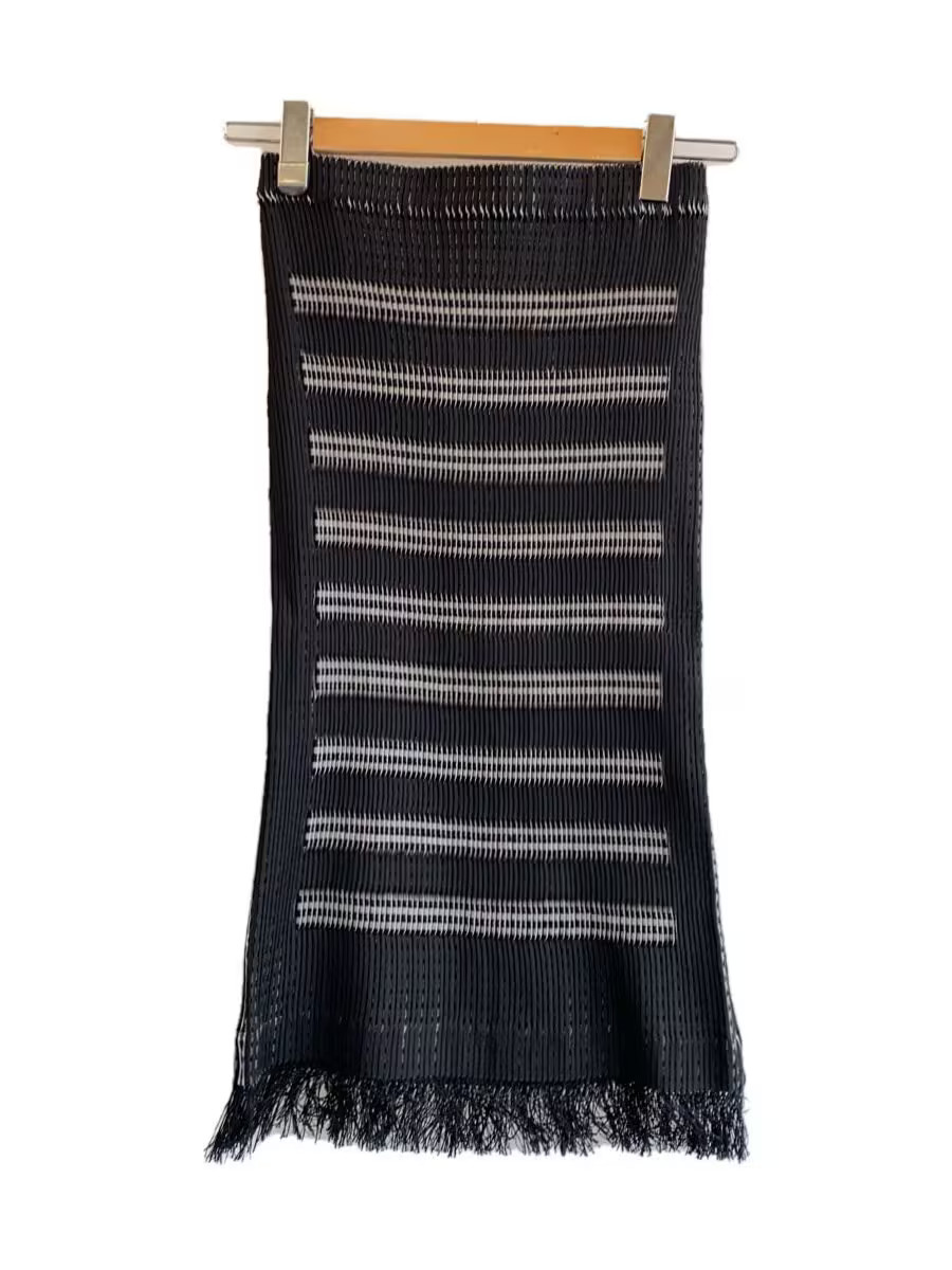 ISSEY MIYAKE Pleats Fringe Hem Long Skirt 2 Polyester BLK IM82FG510