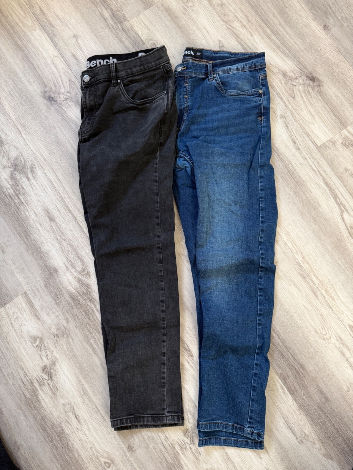 Lot of 2 Bench Jeans Men’s Washed Black and Blue Straight Size 36×30 Stretch
