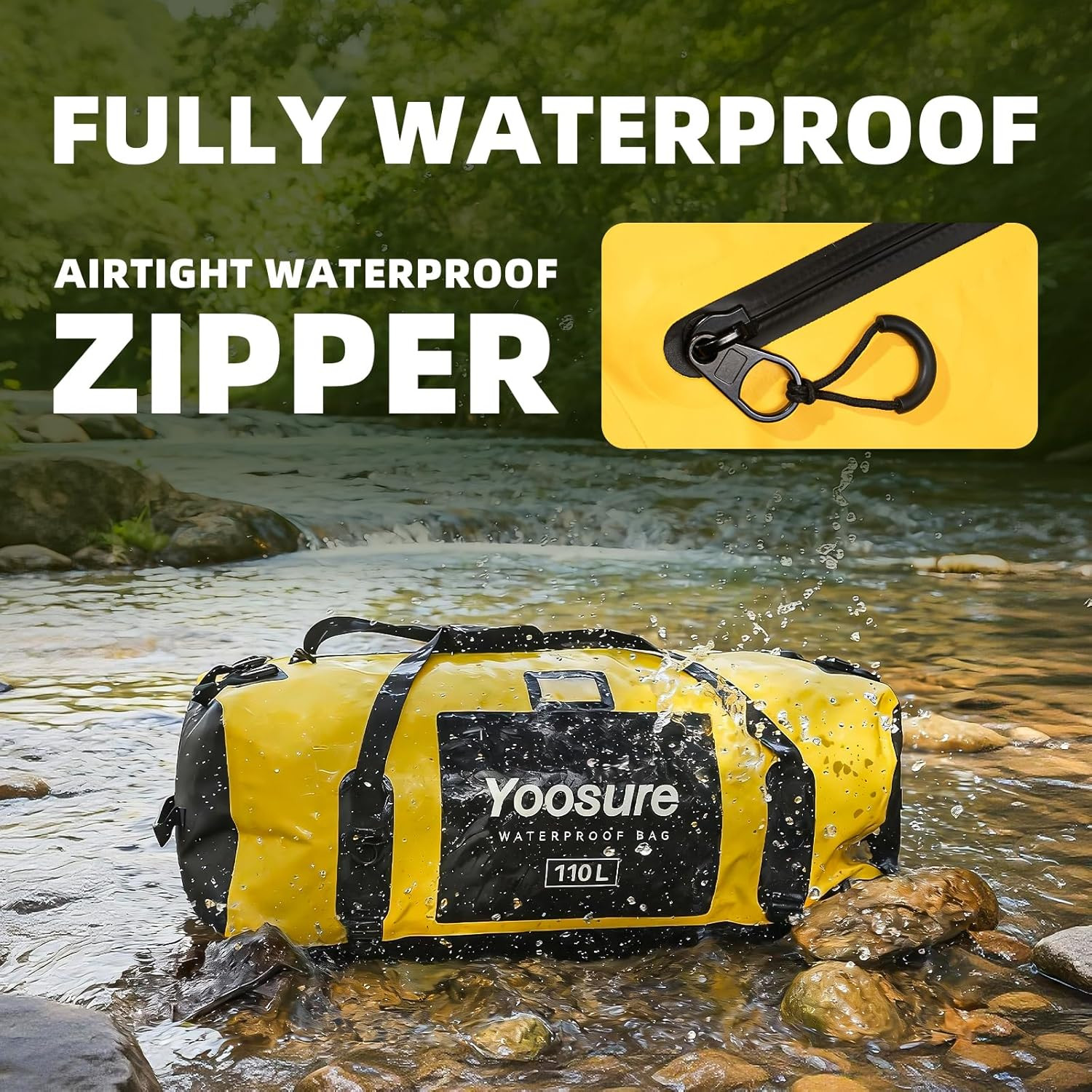 Airtight Zipper Waterproof Duffel Bag 110L- 700D PVC Dry Bag Extra Large Dry Bag