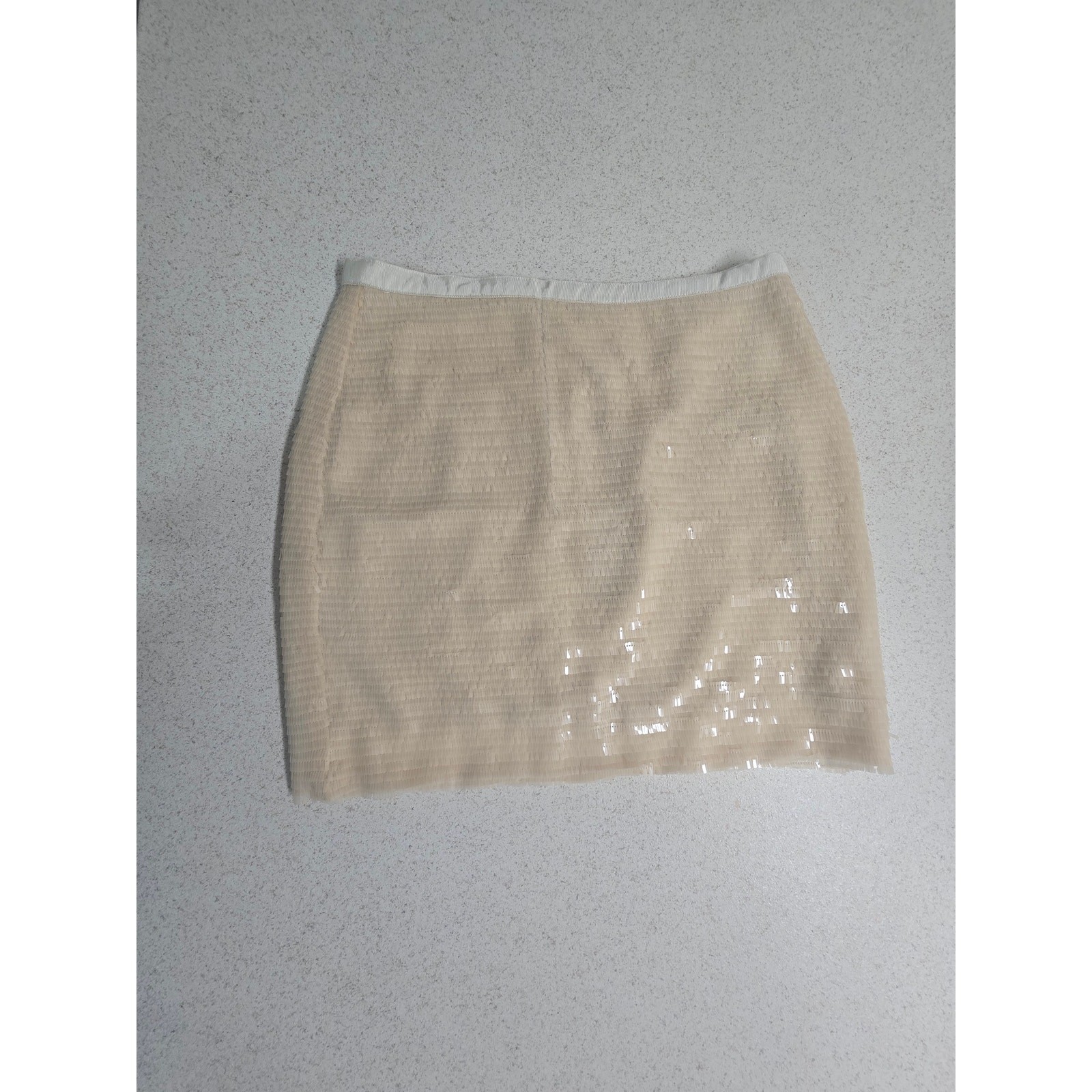 Greylin NWT Cream Sequin Mini Skirt Champagne Pearlized Party Cocktail Small