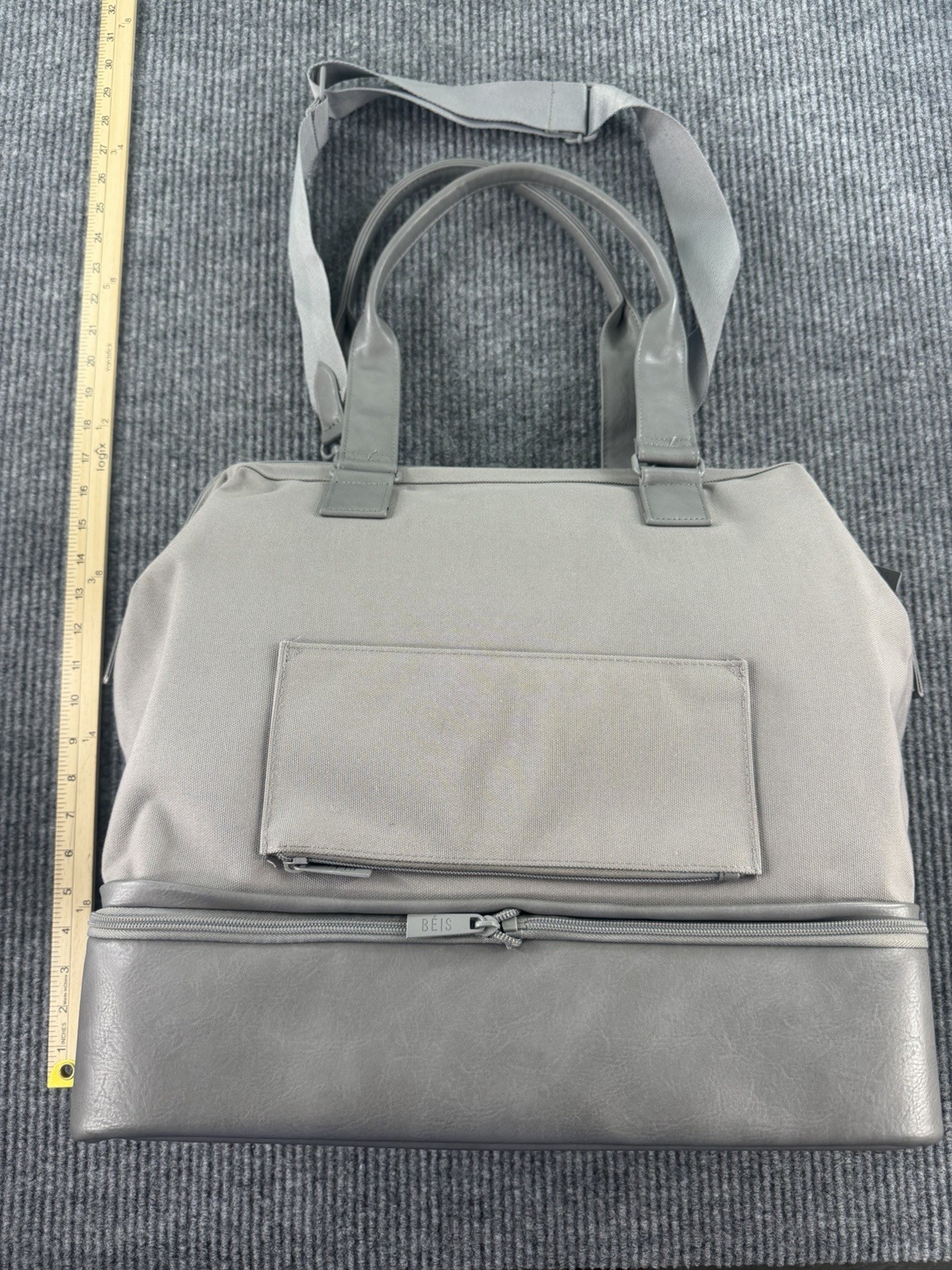 BEIS The Convertible Mini Weekender Travel Bag in Grey Excellent Condition