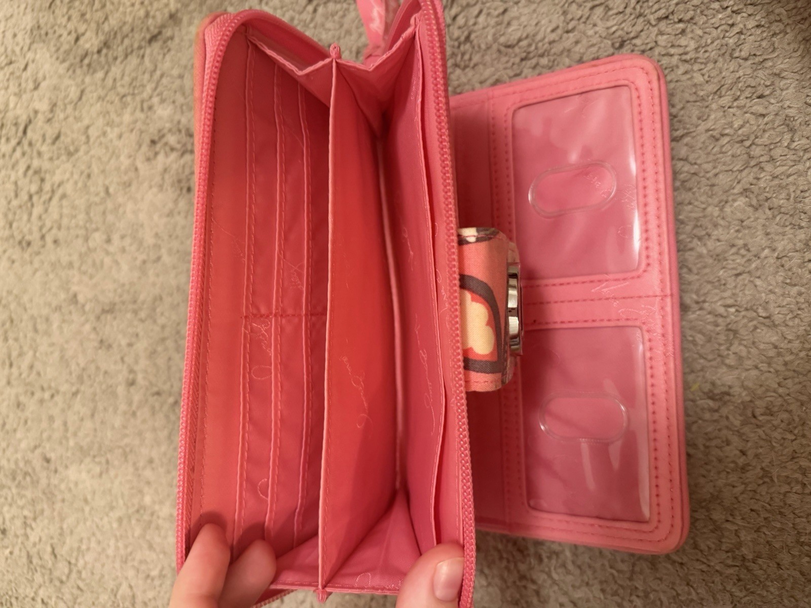 Vera Bradley Pink Multicolor Floral Quilted Zip-Around Turn Lock Folding Wallet