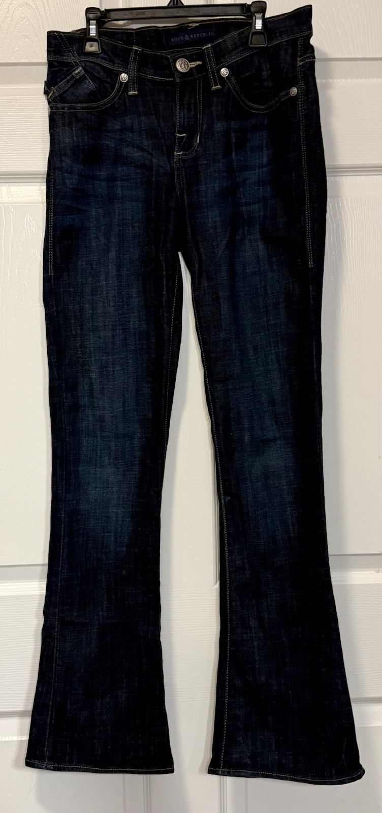 Rock & Republic Kasandra Bootcut Jeans Women’s Size 28 Dark Wash Rhinestone