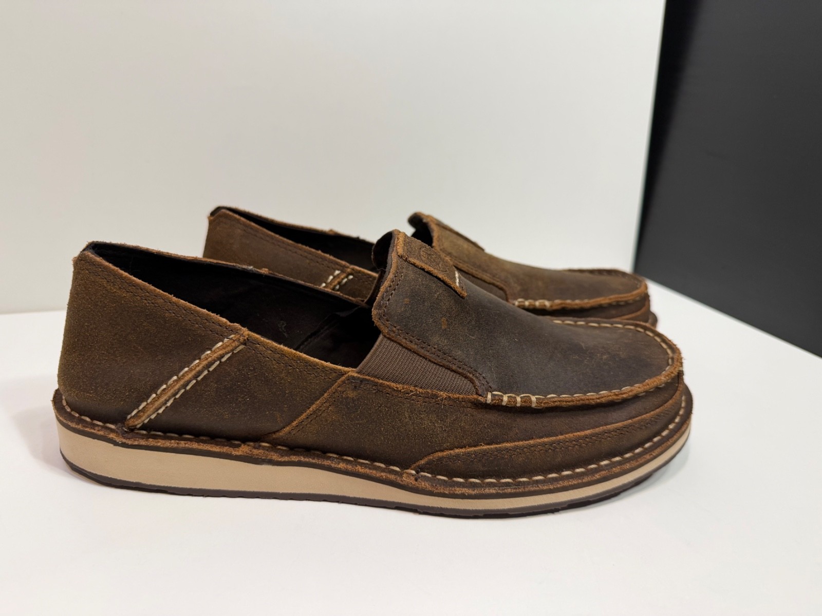 ARIAT MENS CRUISER SLIP ON LEATHER SHOES ROUGH OAK US 11 EE UK 10 W EUR 44.5 W