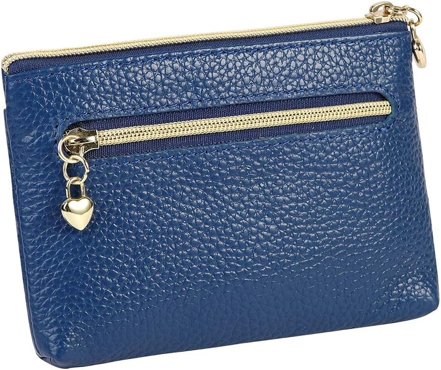 Stylish Women’s Royal Blue Genuine Leather Coin Purse with Zipper Closure