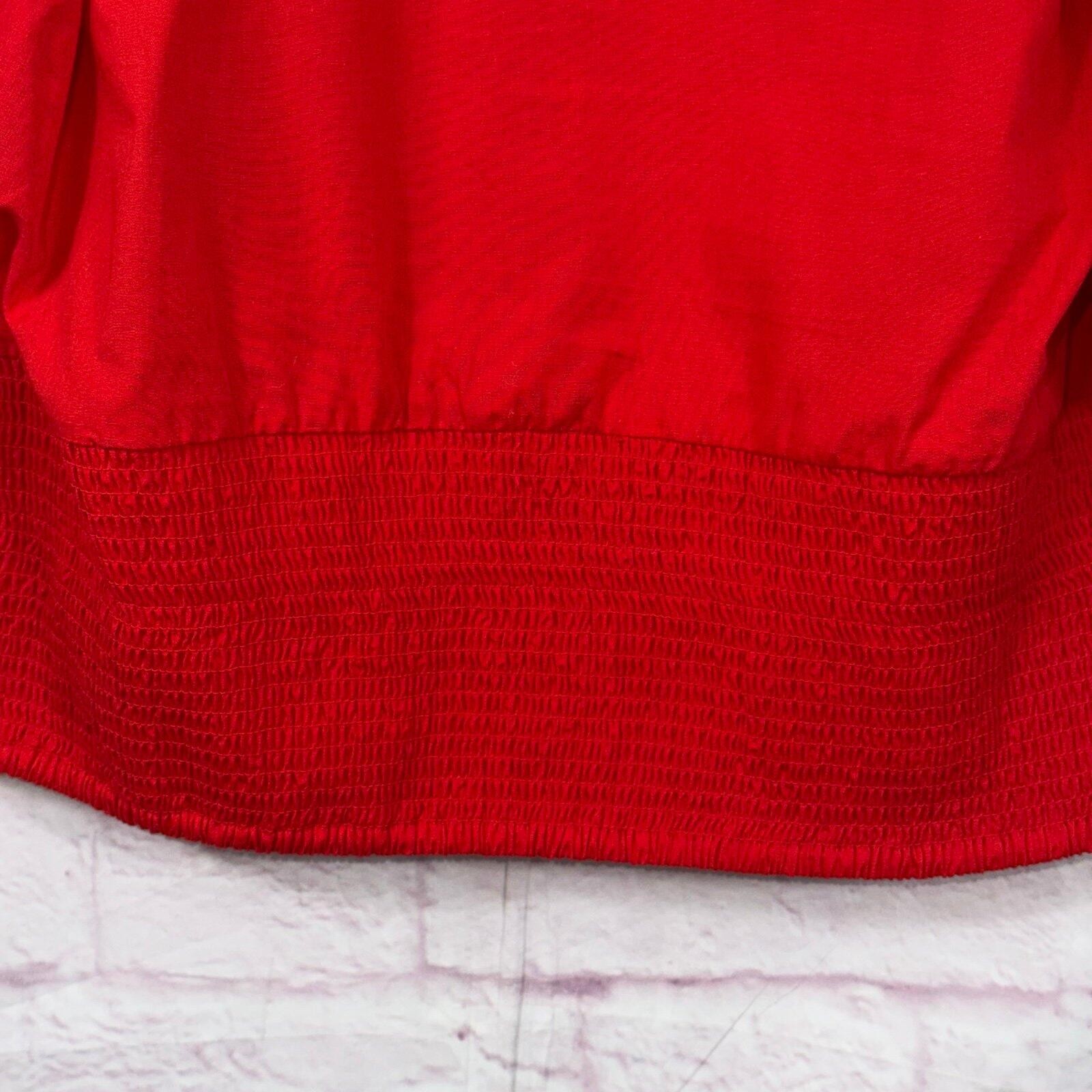 Vince Camuto Red Puff Sleeve Square Neck Blouse Top Size Medium