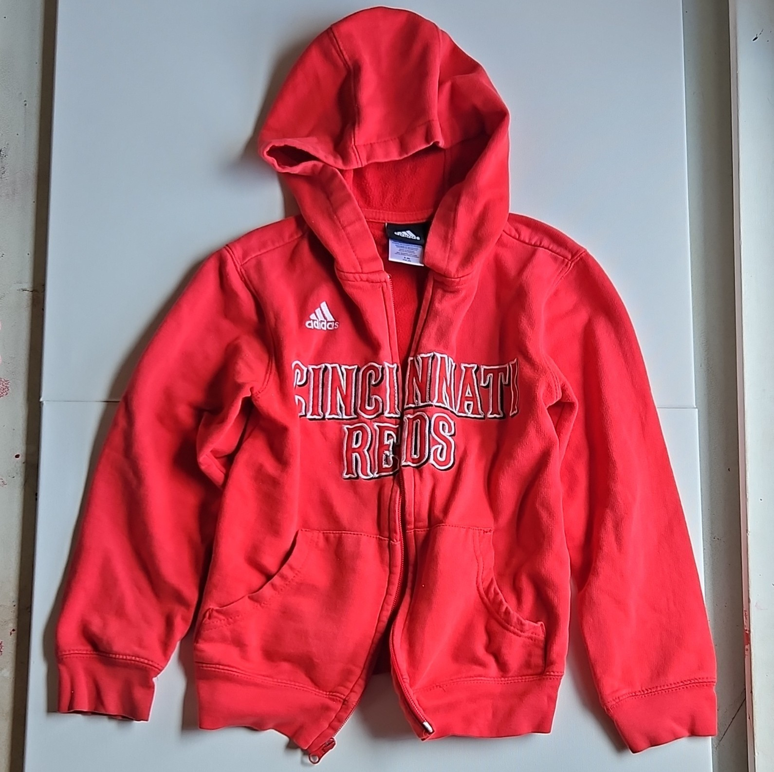 Adidas Cincinnati Reds MLB Boys Red Full Zip Hooded Hoodie w/ Pockets S (8)