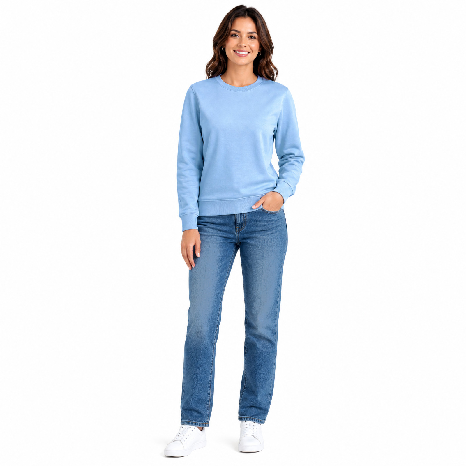 Women’s Basic Sweatshirt Fleece Regular Fit Streetwear Crew Neck Cuff Ribbed