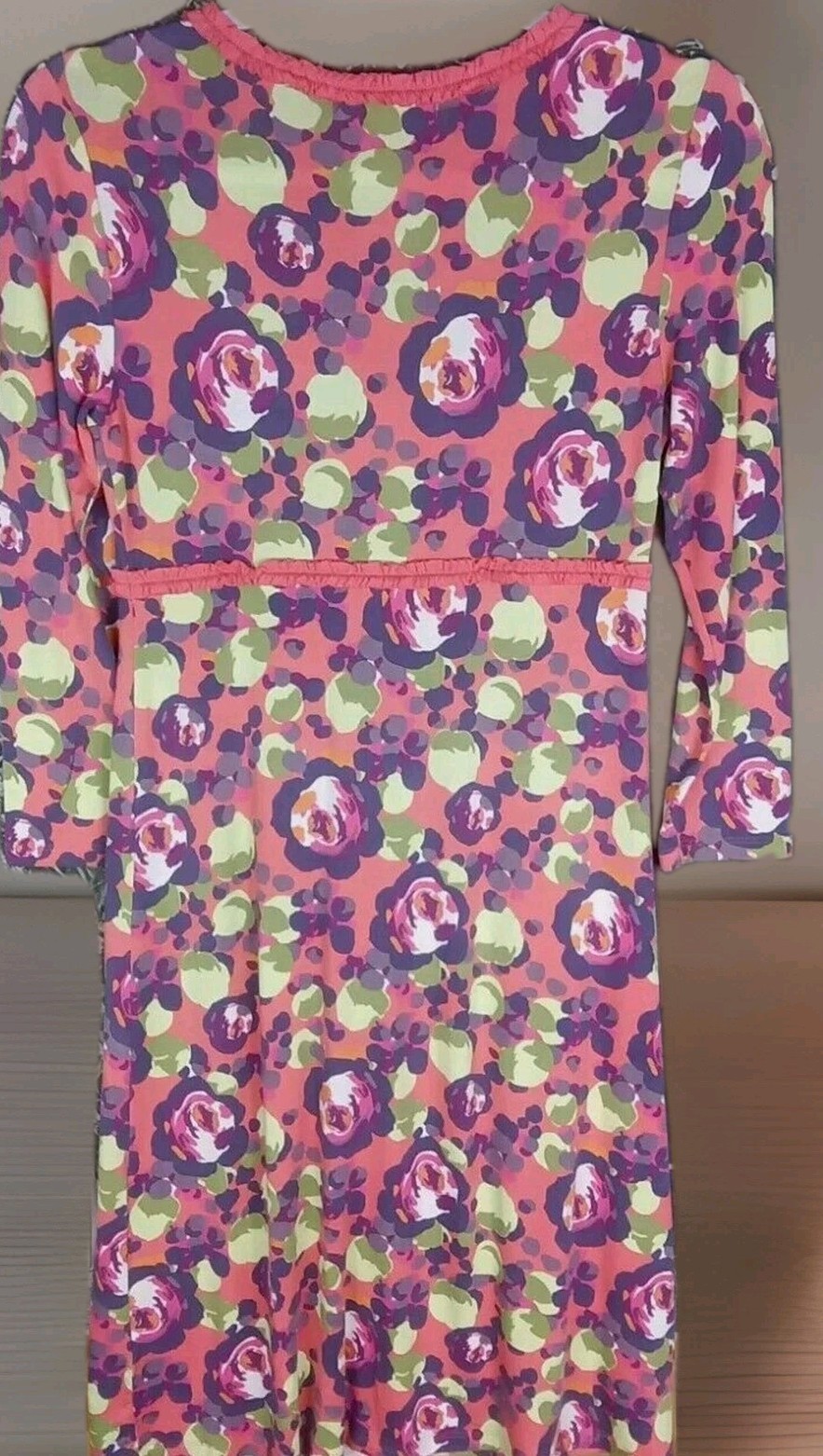 Boden Dress Size 4P Floral Knee Length Long Sleeve Ruffle Trim