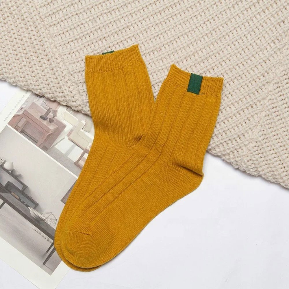 3 Pair Casual Crew Socks Cotton Bright Mix Random Solid Colors NEW