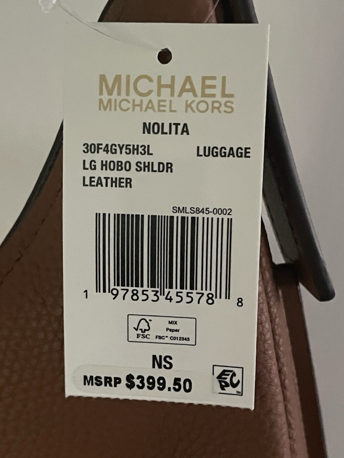 MICHAEL KORS NOLITA LARGE HOBO LEATHER SHOULDER BAG LUGGAGE NWT