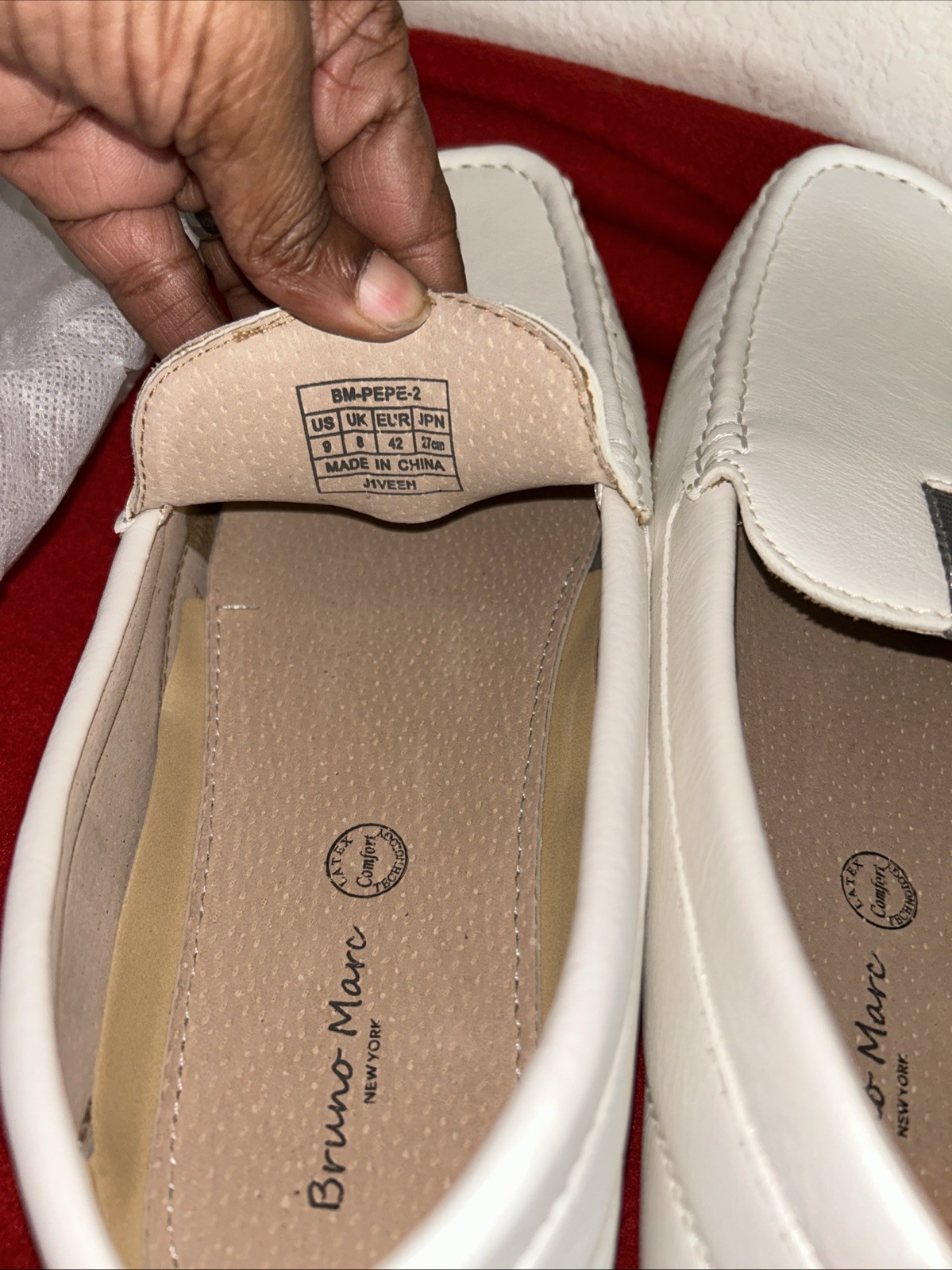 Bruno Marc New York White Loafers Size 9 New J1Veen By-Pepe-2 Latex Comfort Tech