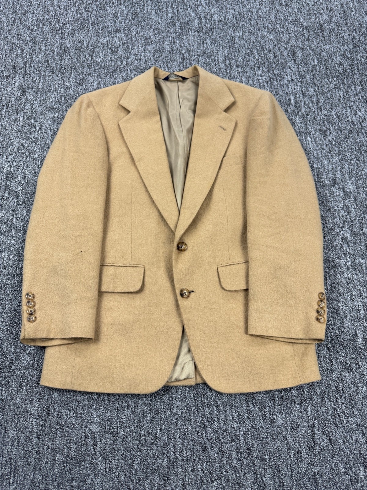 Nordstrom Loro Piana Blazer Men 36S Tan Worsted Camel Hair Tweed Jacket Vtg USA