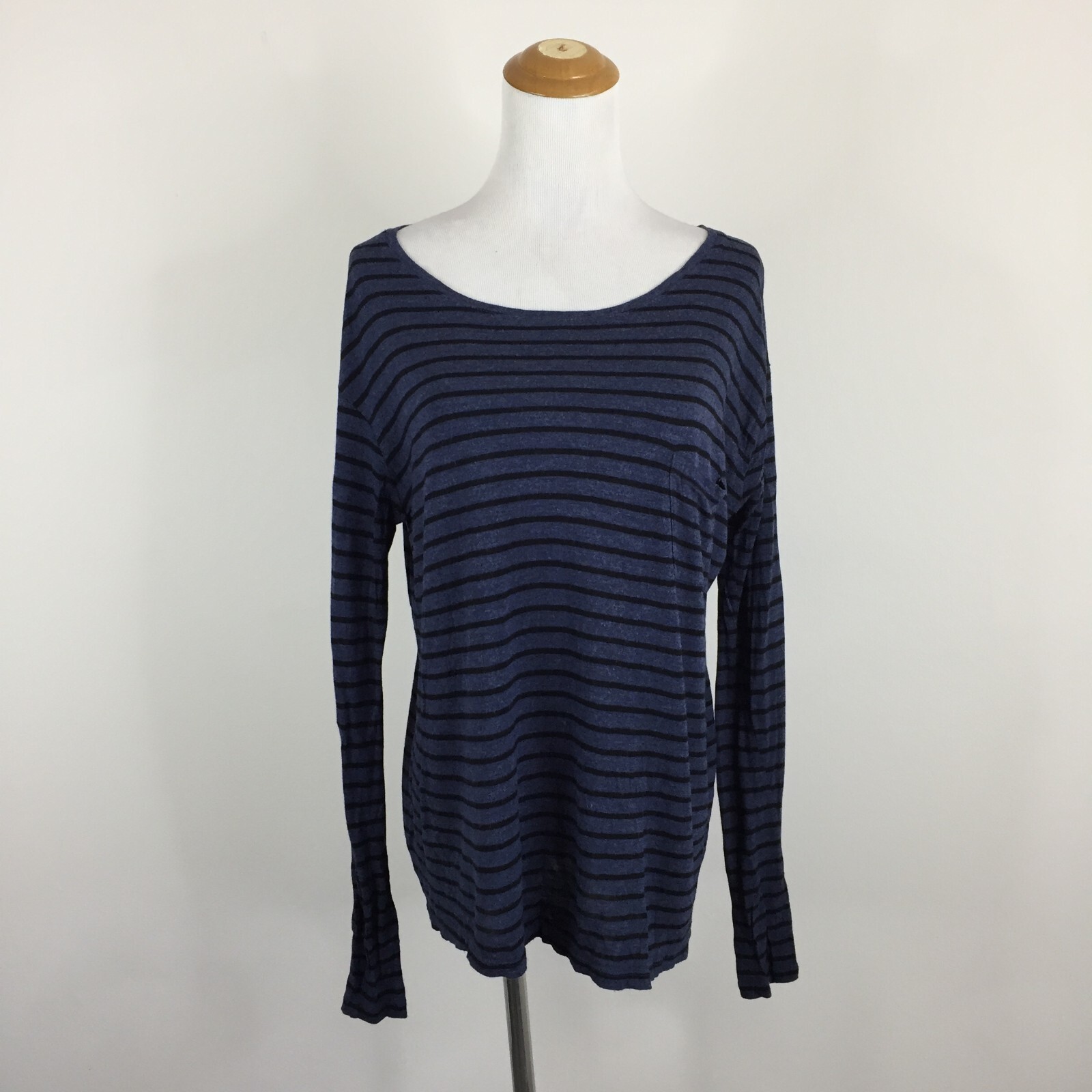 VINCE Womens sz Small/Medium Dark Blue Black Striped Long Sleeve Shirt