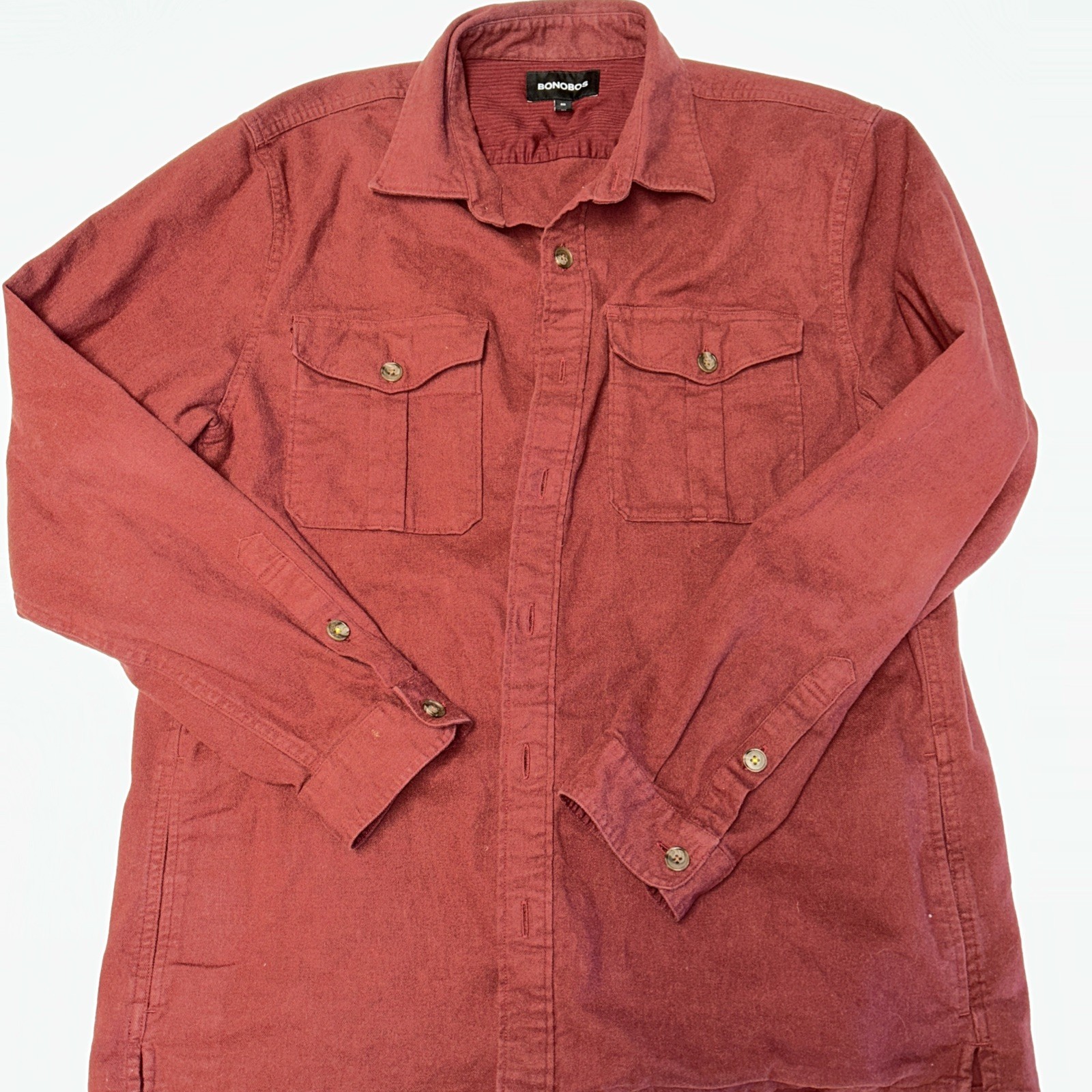 Bonobos Shirt Jacket Men L Burgundy Shirt Button-Down Pockets Modern
