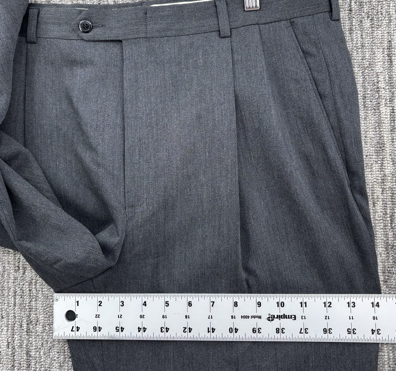 VTG Men’s Loose Relaxed Gray Pleated Cuffed Dress Pants 35×31 Talon Zipper