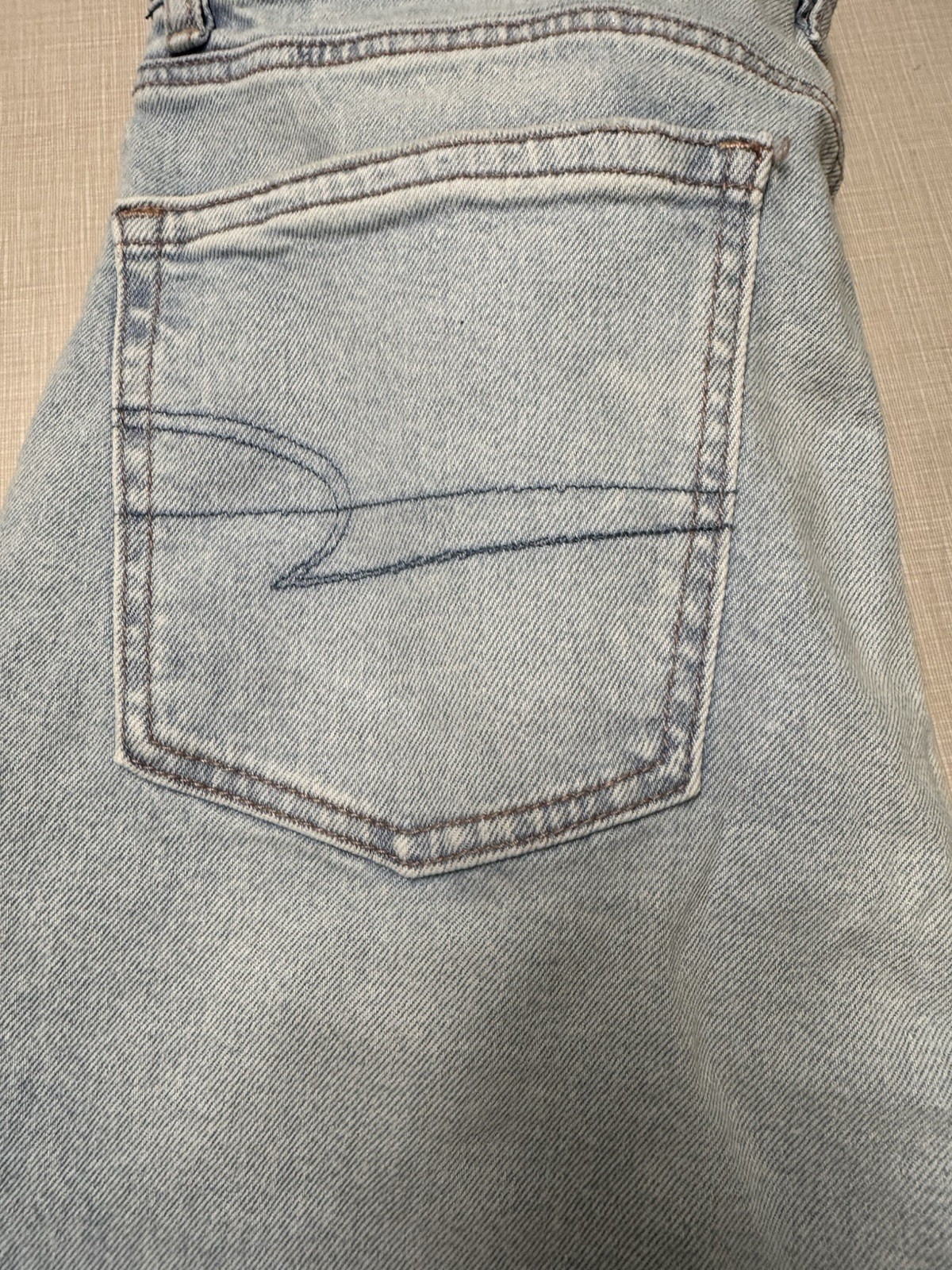 American Eagle Strigid Jeans Blue Indigo Water Highest Rise Baggy Straight 12L