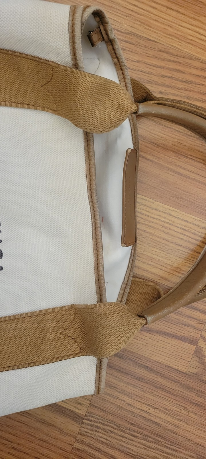 Balenciaga Navy Cabas Tote One Size Beige/Brown Canvas/Leather