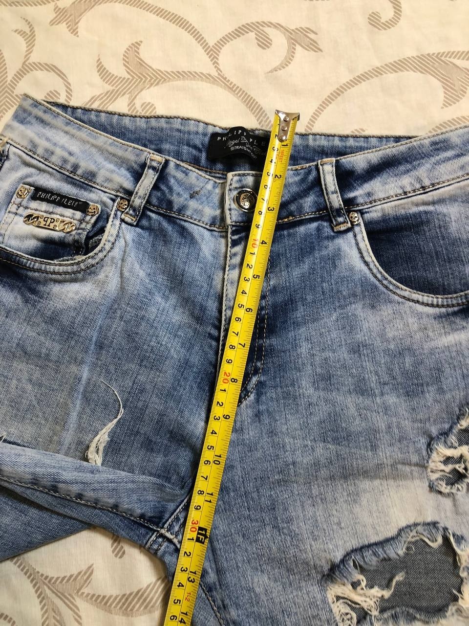 Philipp Plein Jeans 27 Straight Cut Distressed Ripped