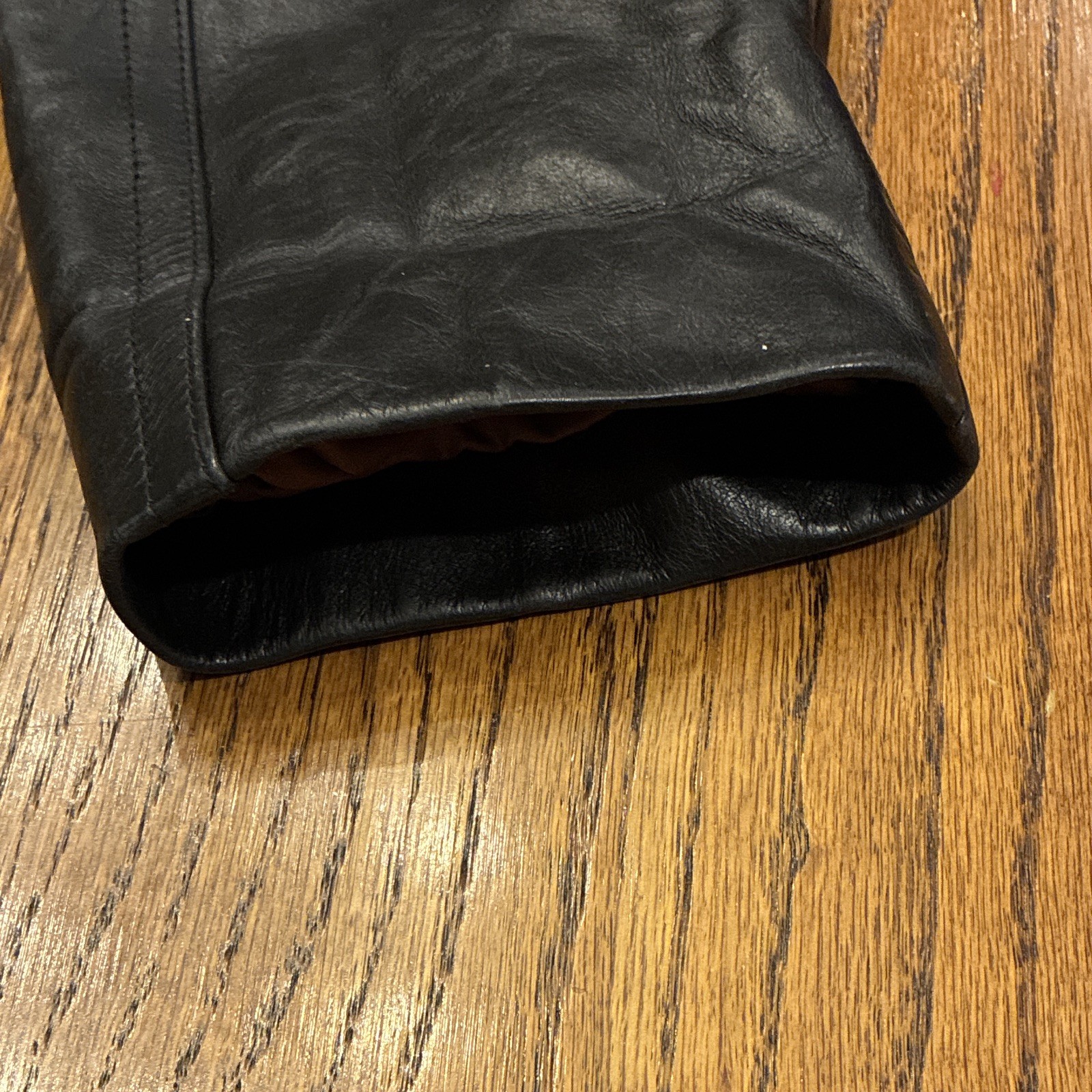J.CREW Men’s XL Black Leather Jacket Lined Zip/Button Point Collar Pockets