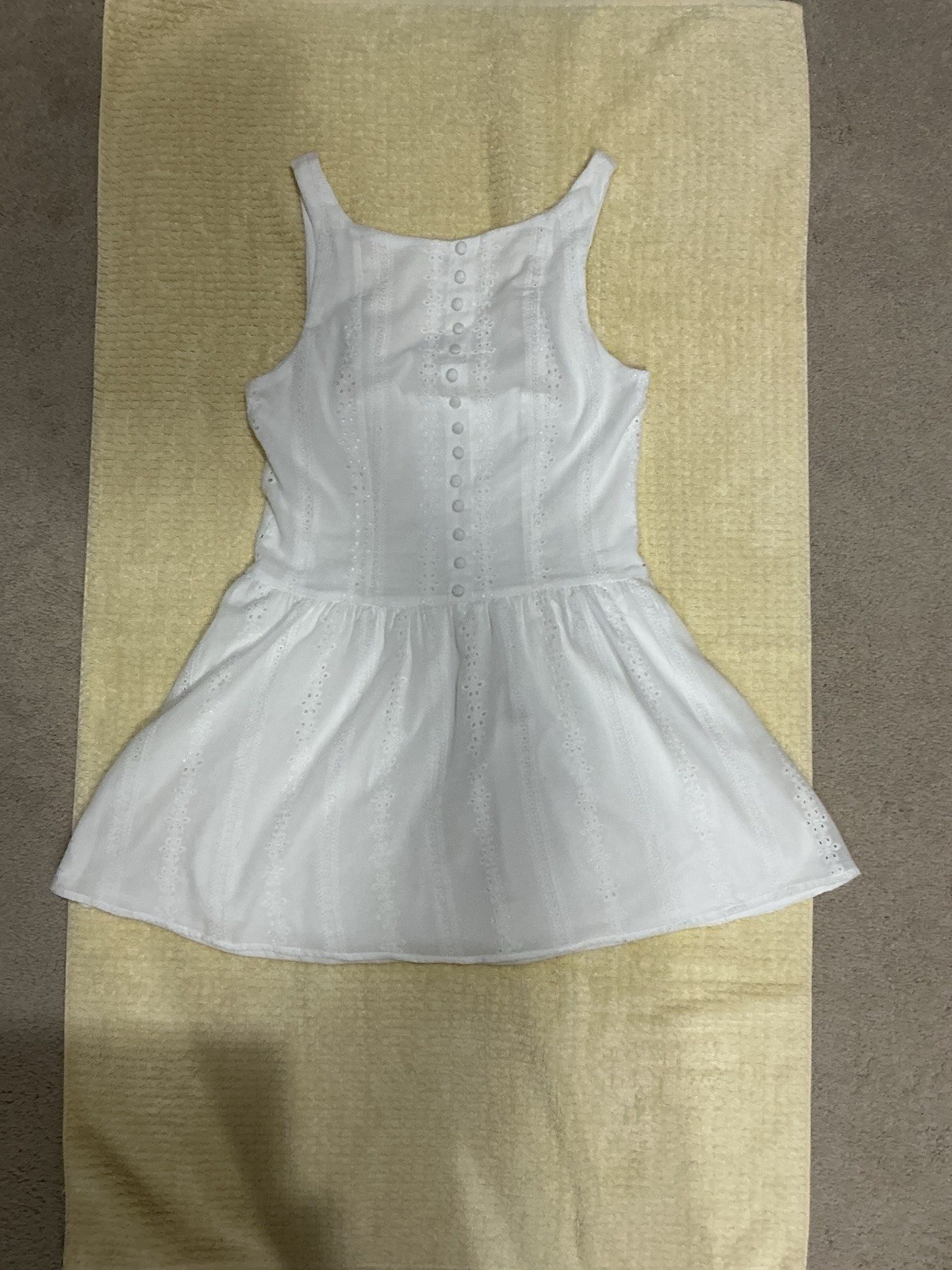 Altar’d State White Eyelet Drop Waist Mini Dress Size Medium NWT