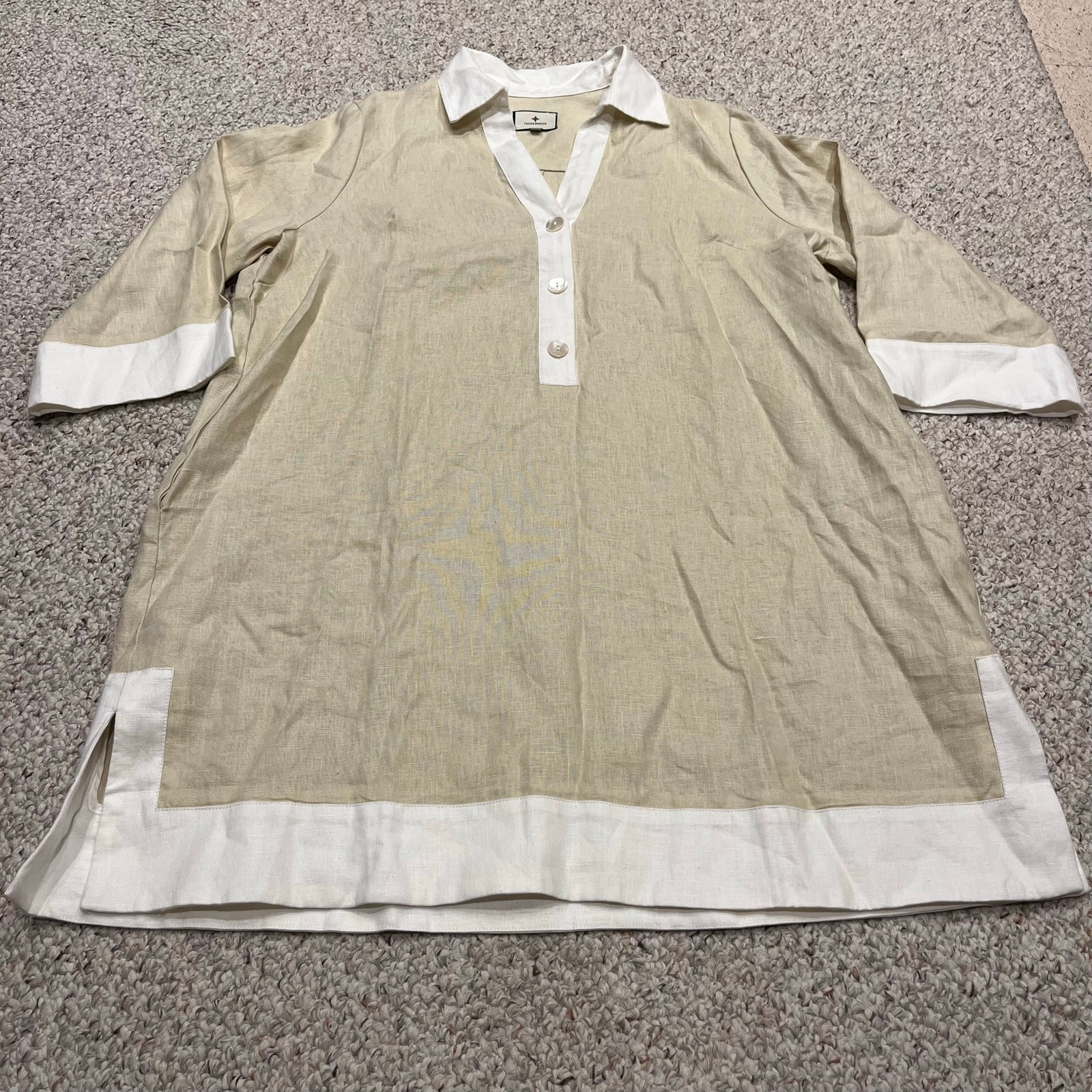 Tuckernuck Linen Collier Mini Shift Dress XXXL Champagne Coastal Preppy Beach