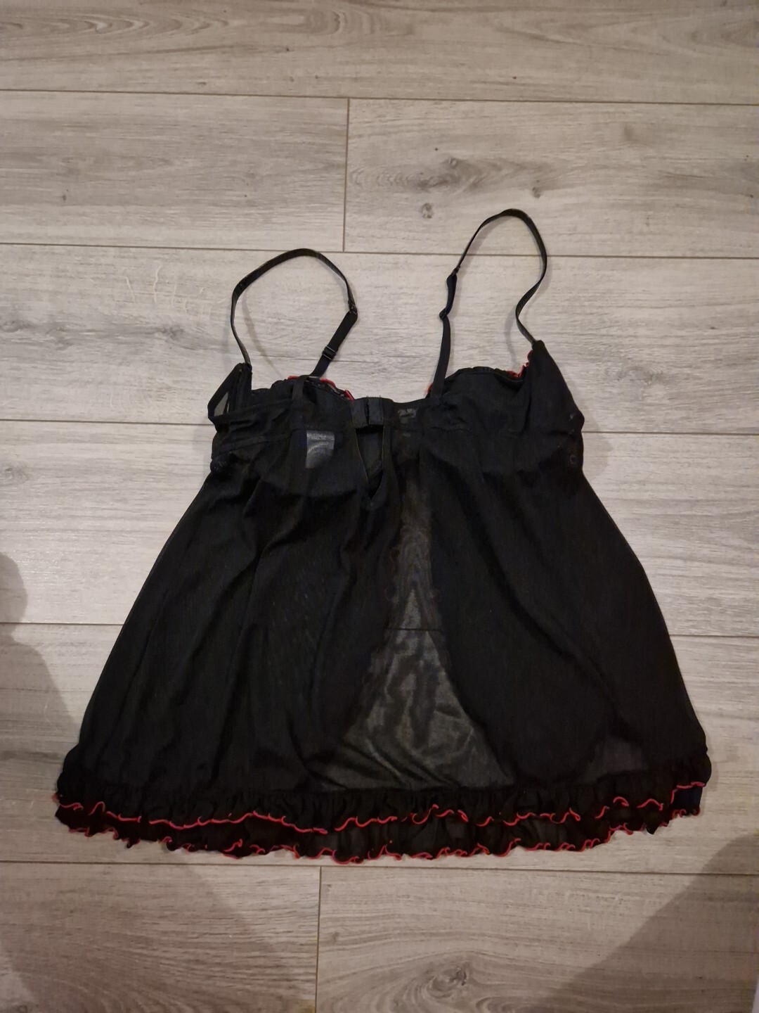 BNWOT Vintage Ann Summers Insinuate Black Mesh & PVC Babydoll Set Size M/L 16-20