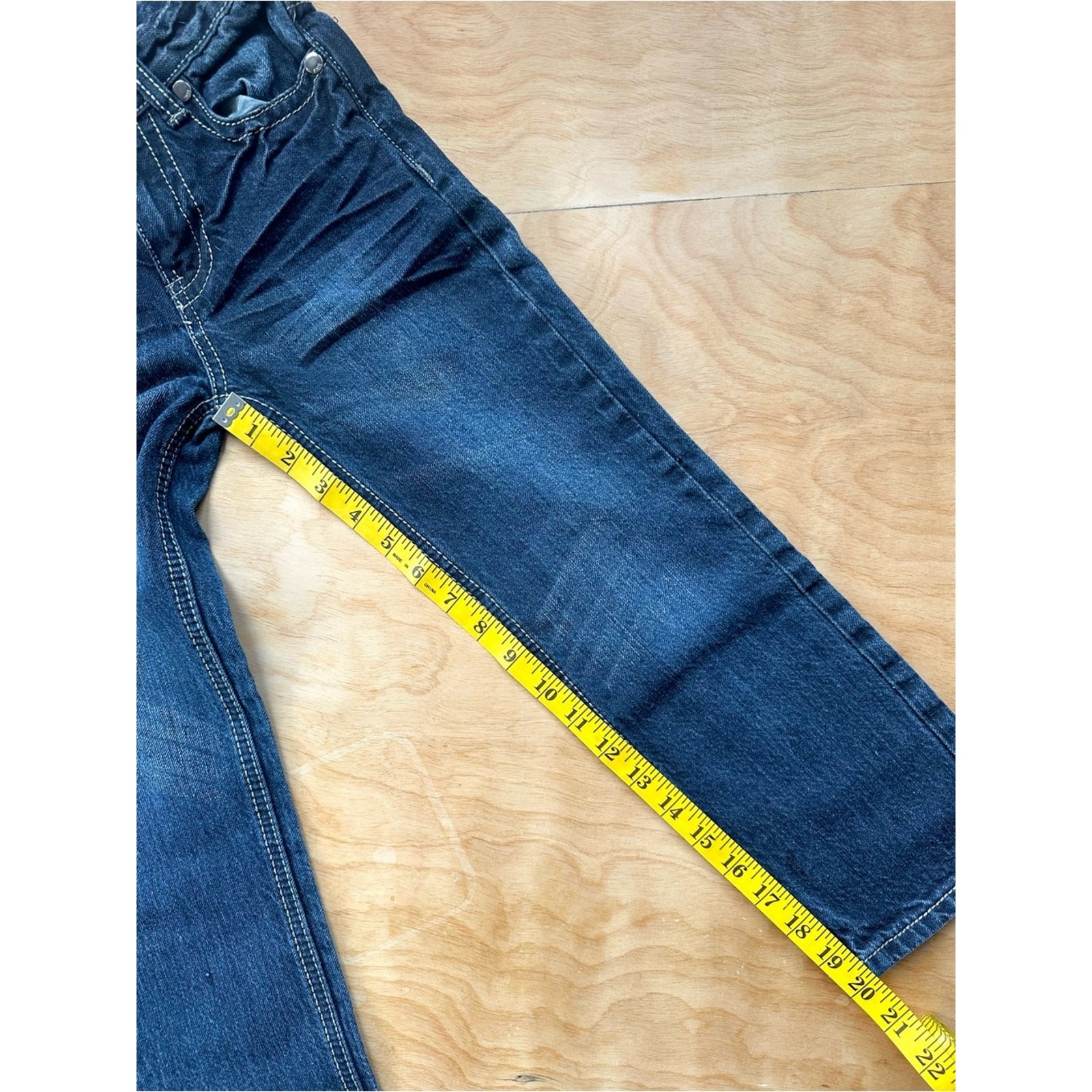 Y2K Arizona Jean Co Boys Size 7 Dark Wash Flap Pocket Jeans Rock Revival Style