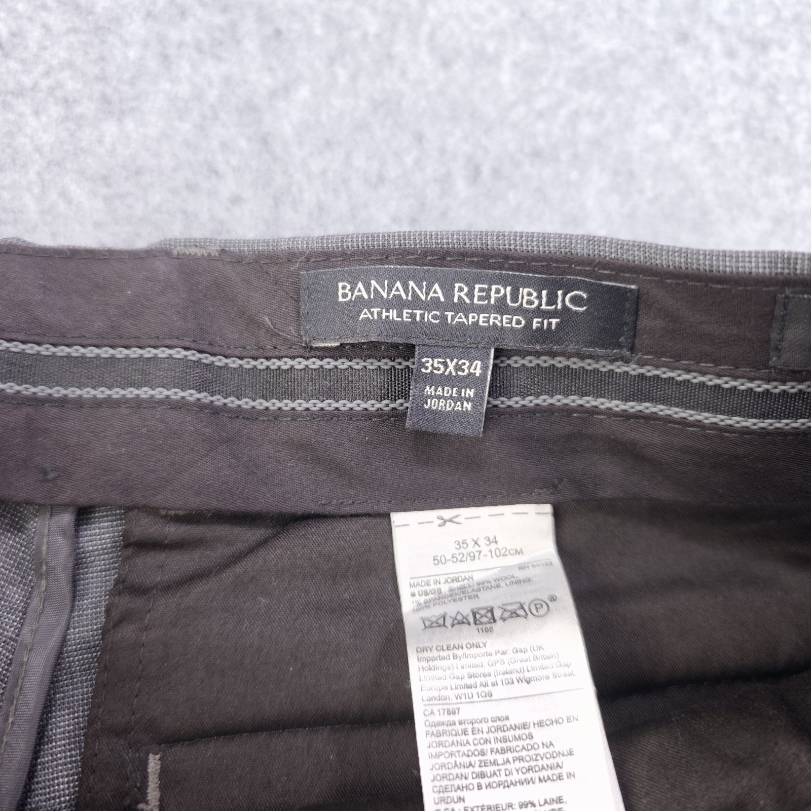 Banana Republic Dress Pants Mens 35×34 Athletic Tapered Fit Marzotto Wool