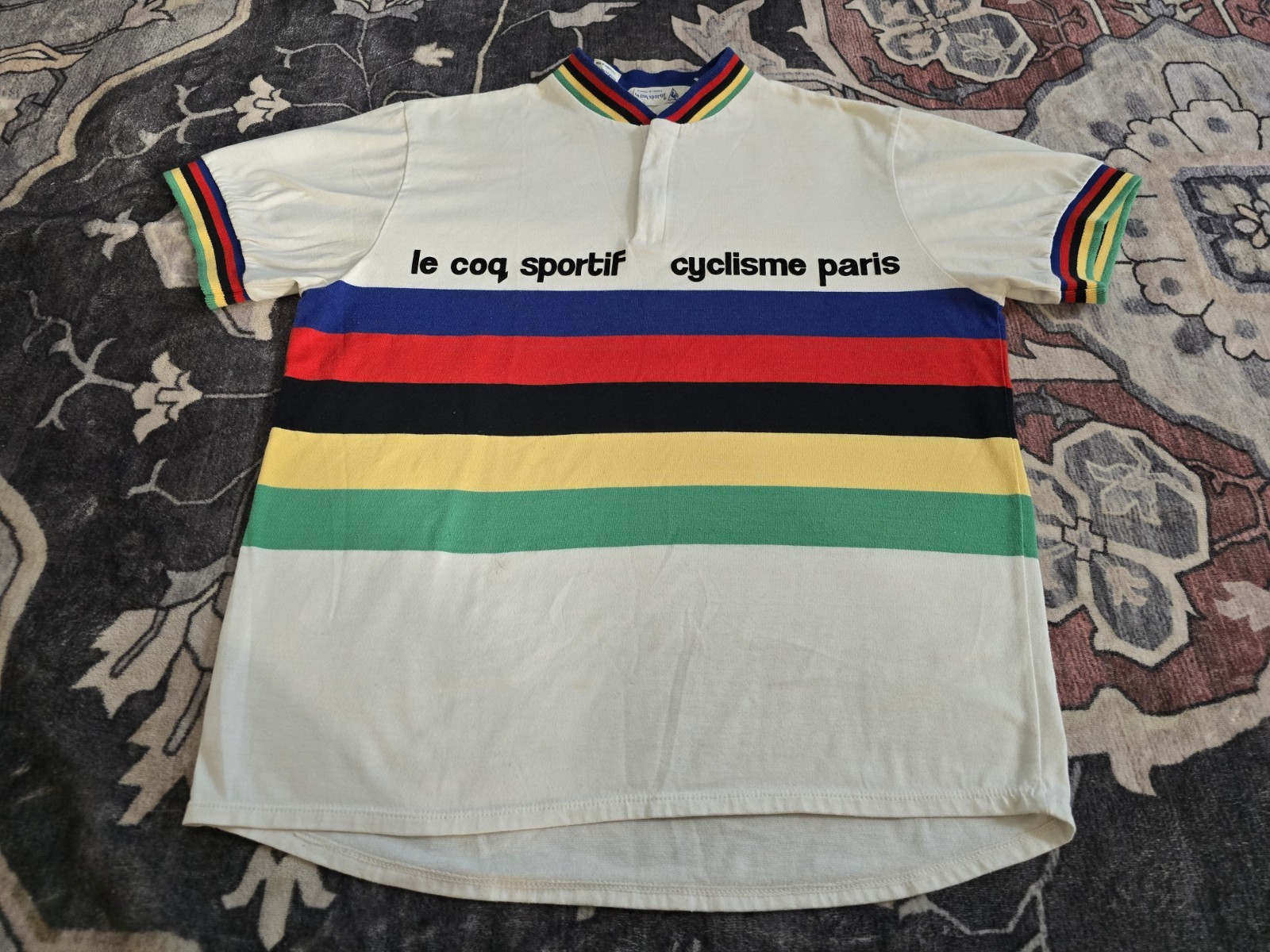 VTG 80s/90s Le Coq Sportif Cyclisme Paris Tshirt Sz M Rare Japan EUC Zip