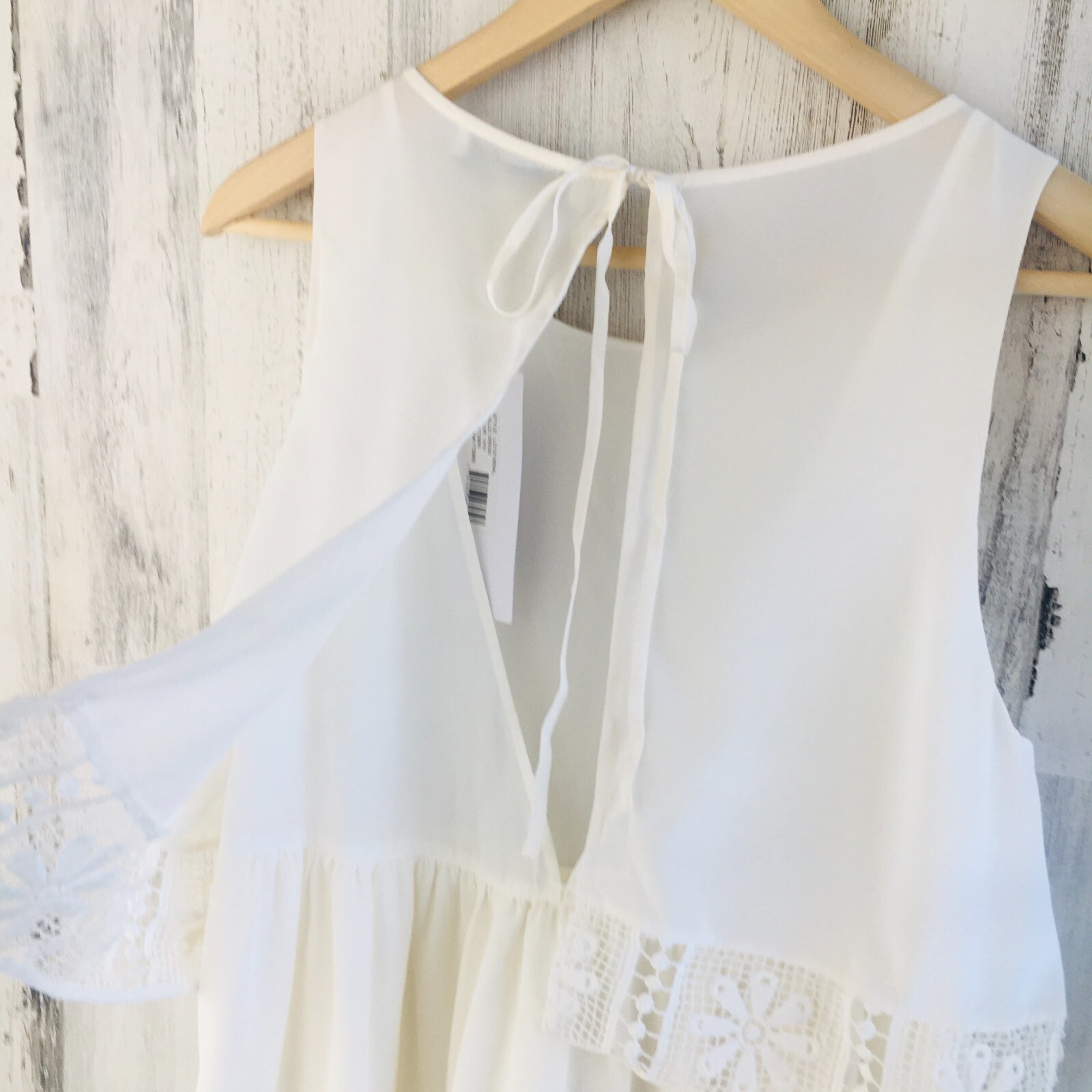NWT $395 Elizabeth and James Callei Layered Mini Silk Dress Crochet Trim Ivory M