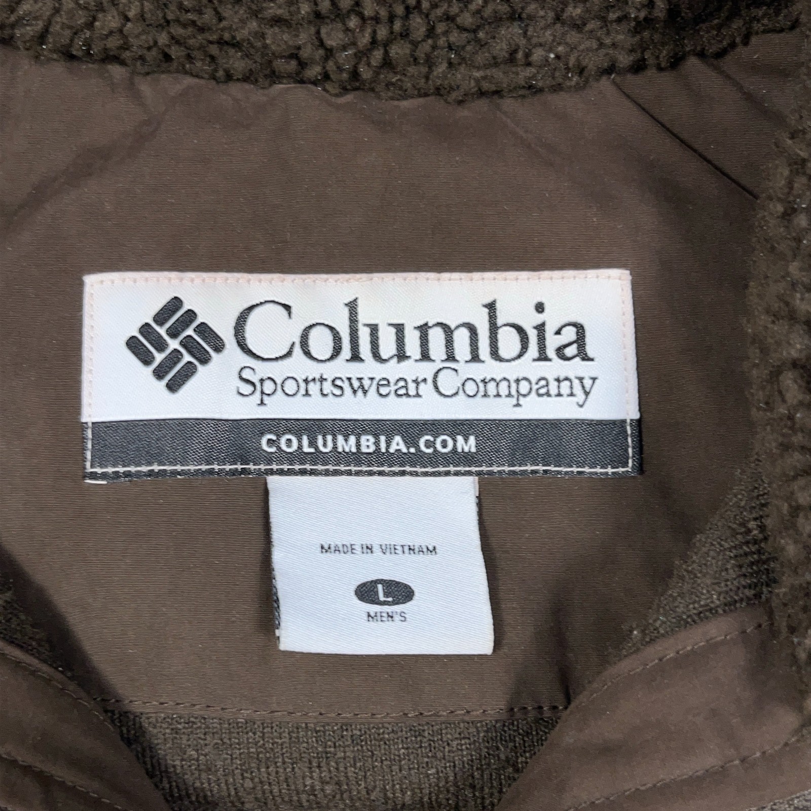 Vintage Columbia Jacket Men Large Dark Brown Sherpa Fleece Elbow Pads Teddy