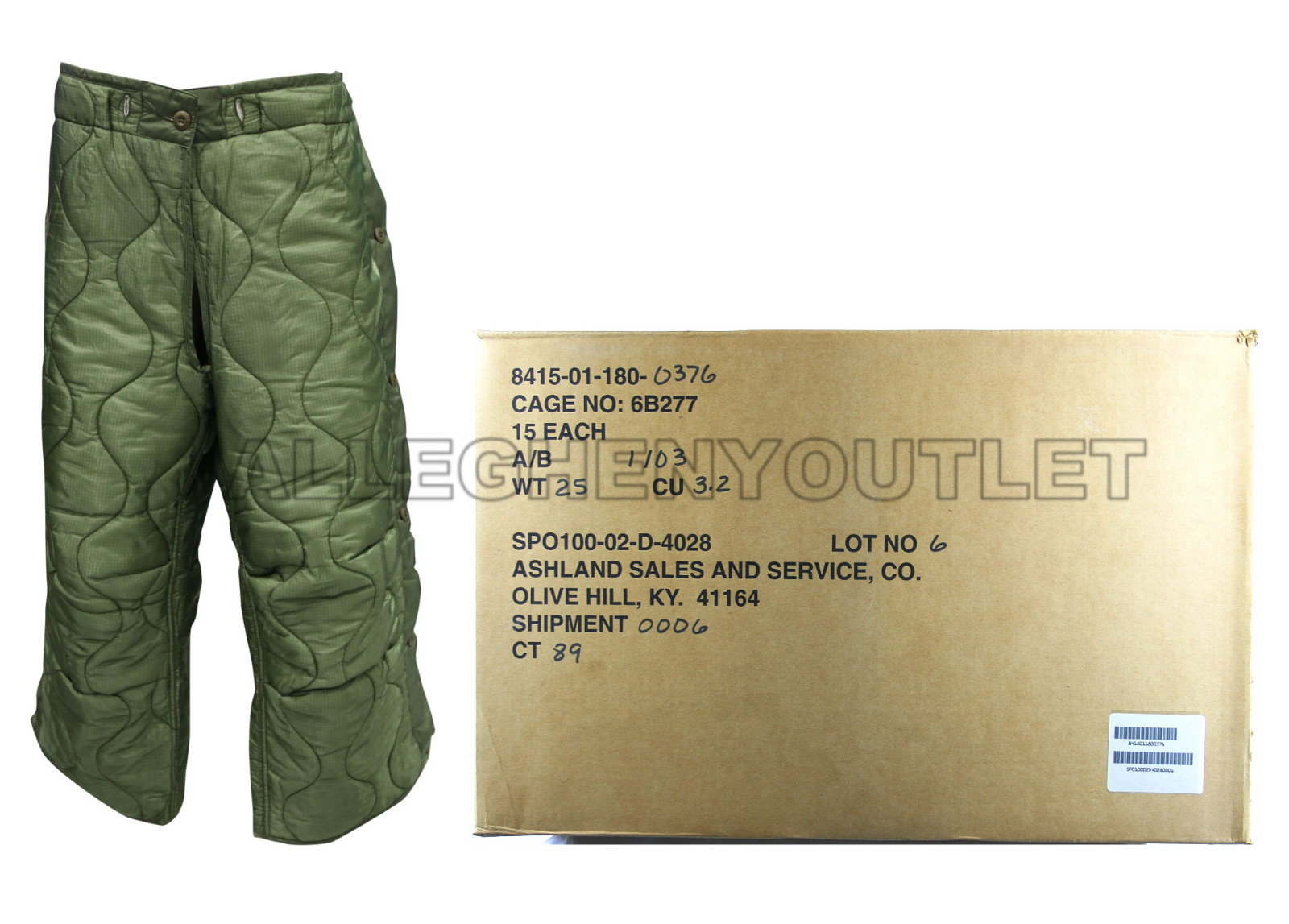 Military Cold Weather Field Pant Liners, M65 OD Green, LARGE Winter Trousers NEW
