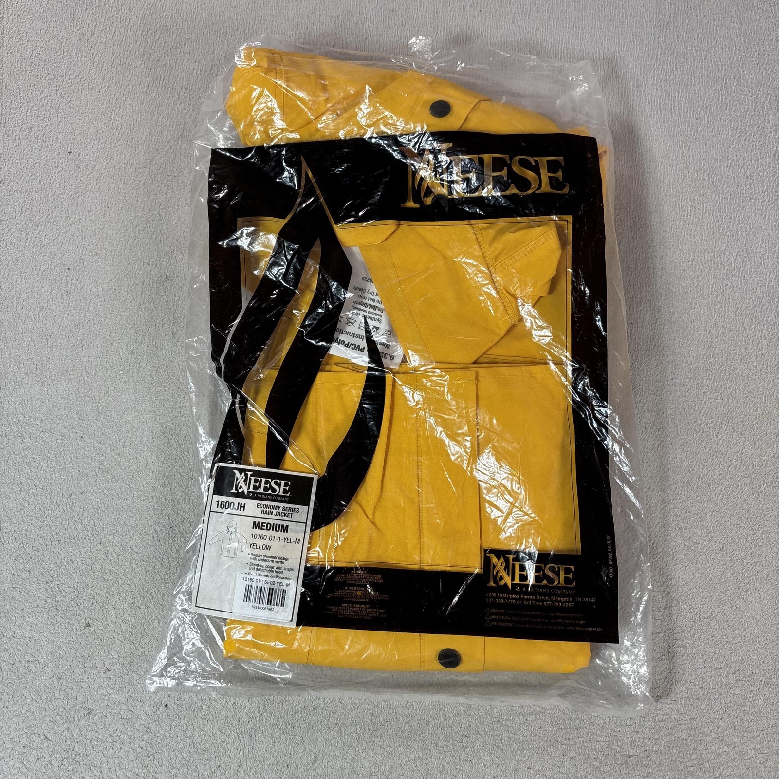 Neese Rain Jacket Mens Medium Yellow Security PVC Polyester 1600JH Coat New