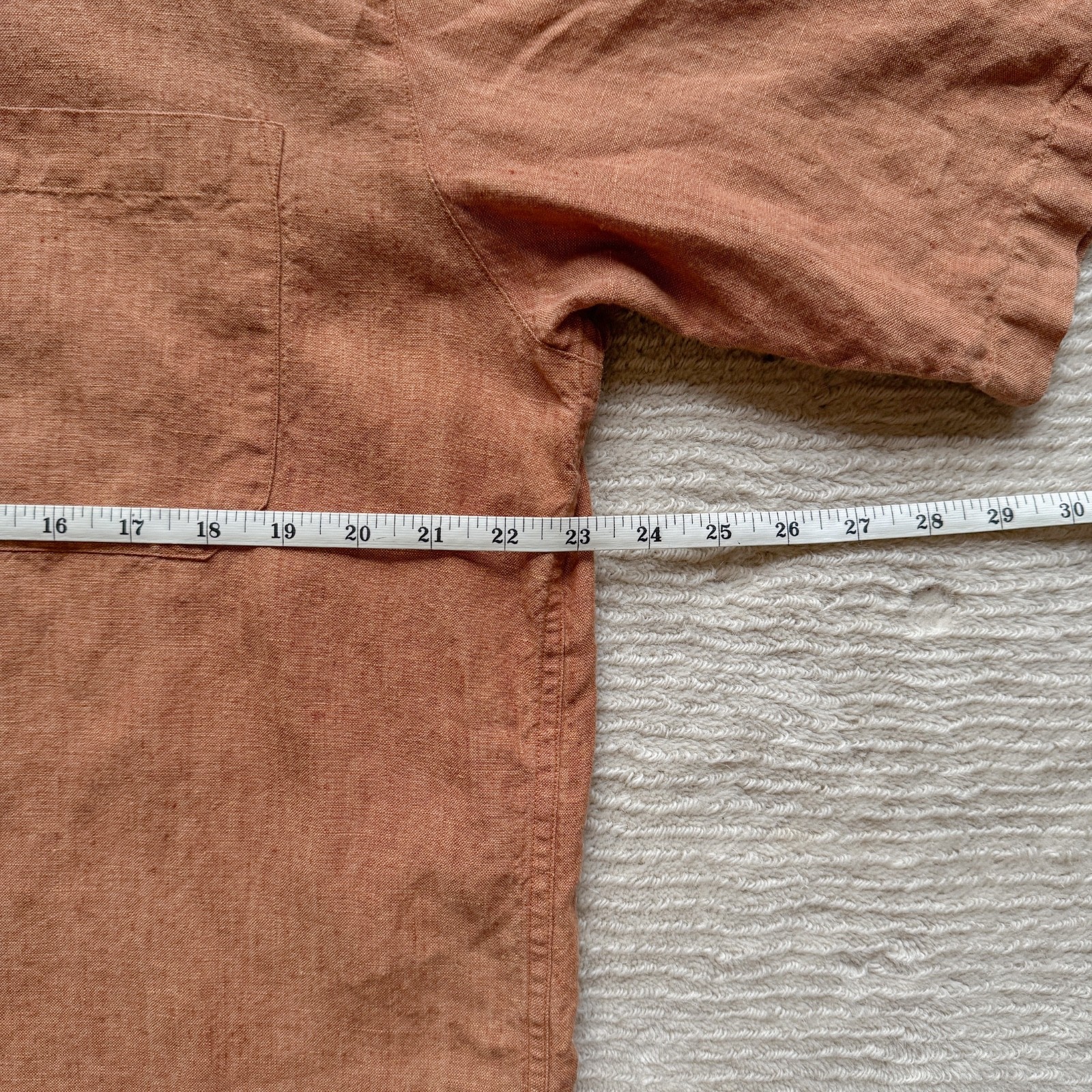 Bugatchi Men’s Rust Colored Button Down Short Sleeve Size Large Linen Shirt