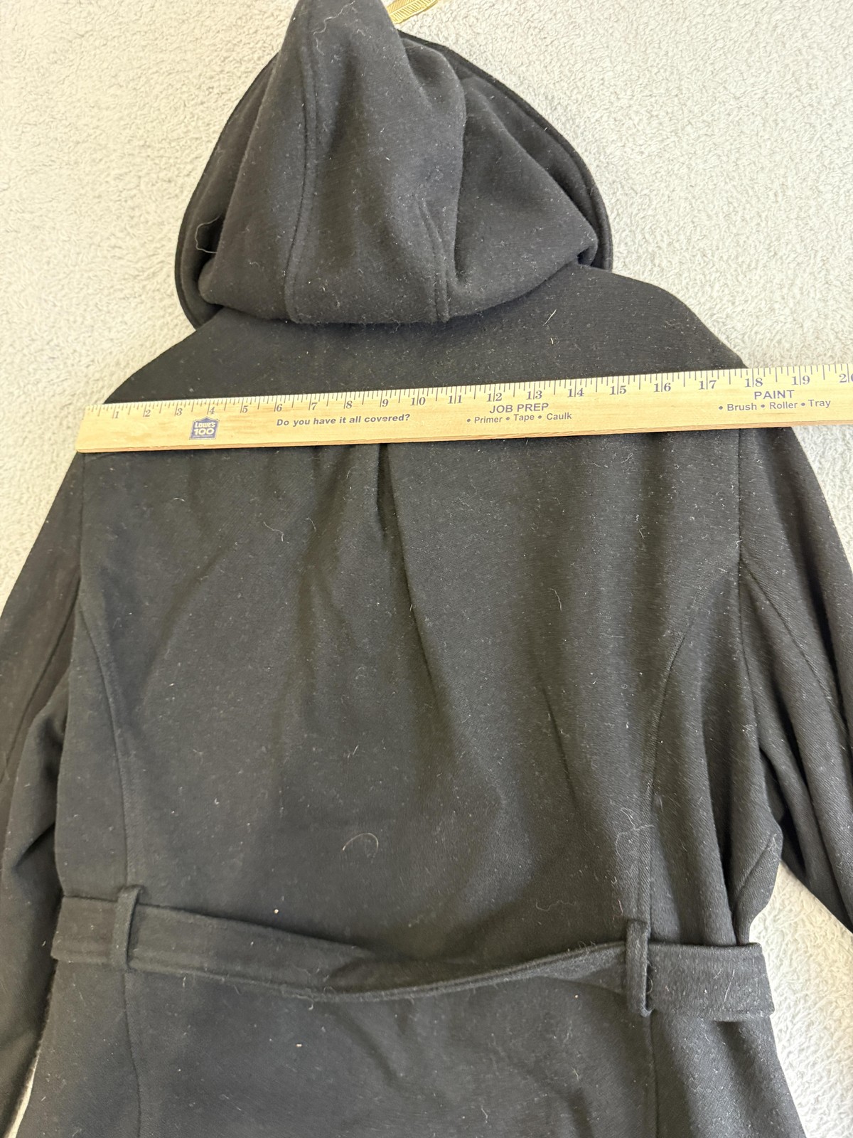 Braetan Jacket Womens Medium Black Hooded Belted Waist Tie Zip Lined Coat Winter