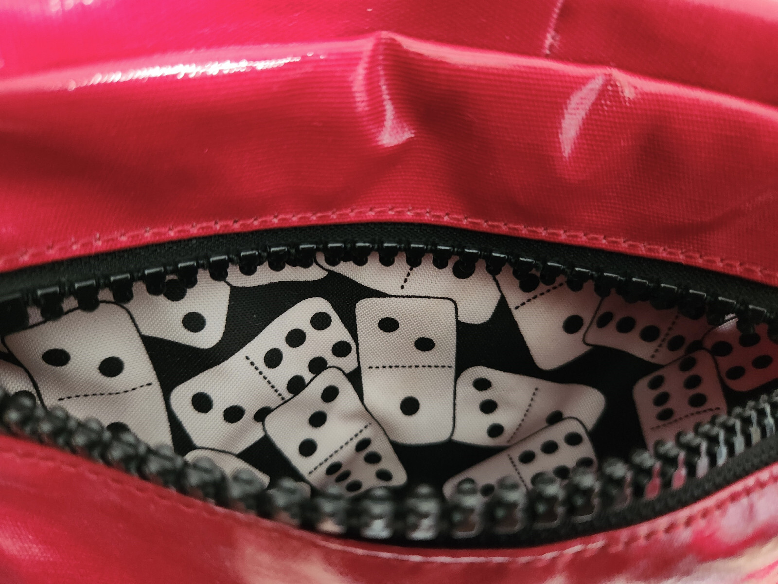 Kipling Fergie Glossy Convertible Crossbody Bag Tote Red and Black, Front Pouch
