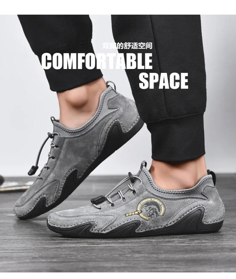 Men’s Casual Shoes Handmade Leather Loafers Moccasins Slip on Flats Driving Shoe