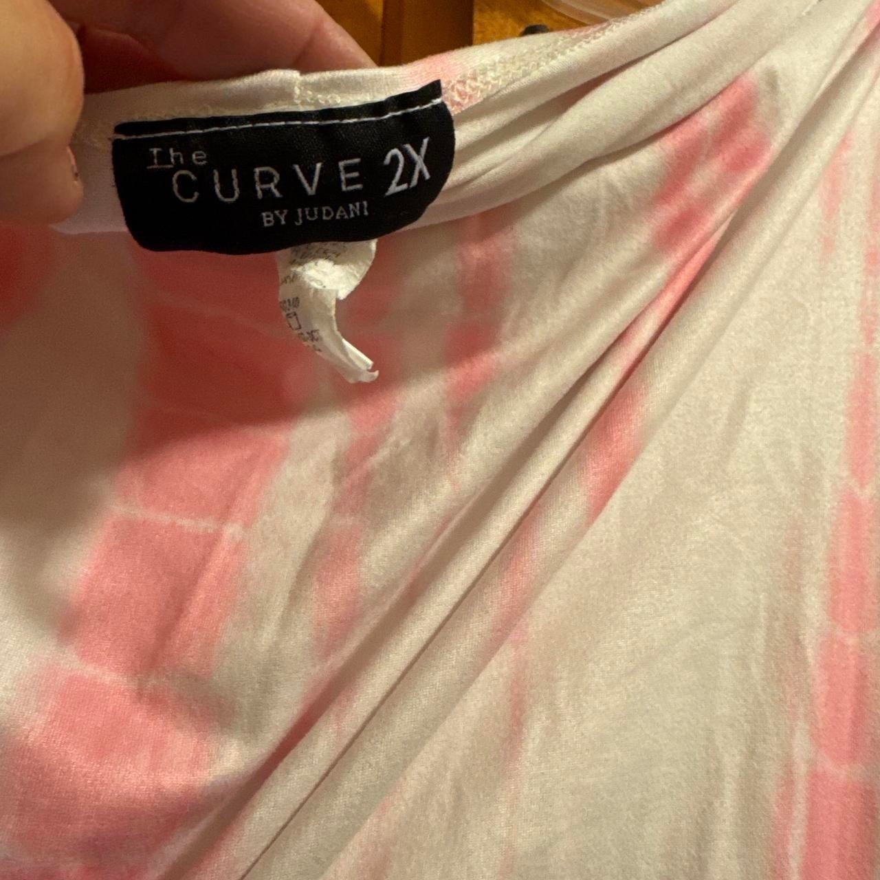 The Curve by Judani Super Soft Pink and white tie-dye asymmetrical top 2X