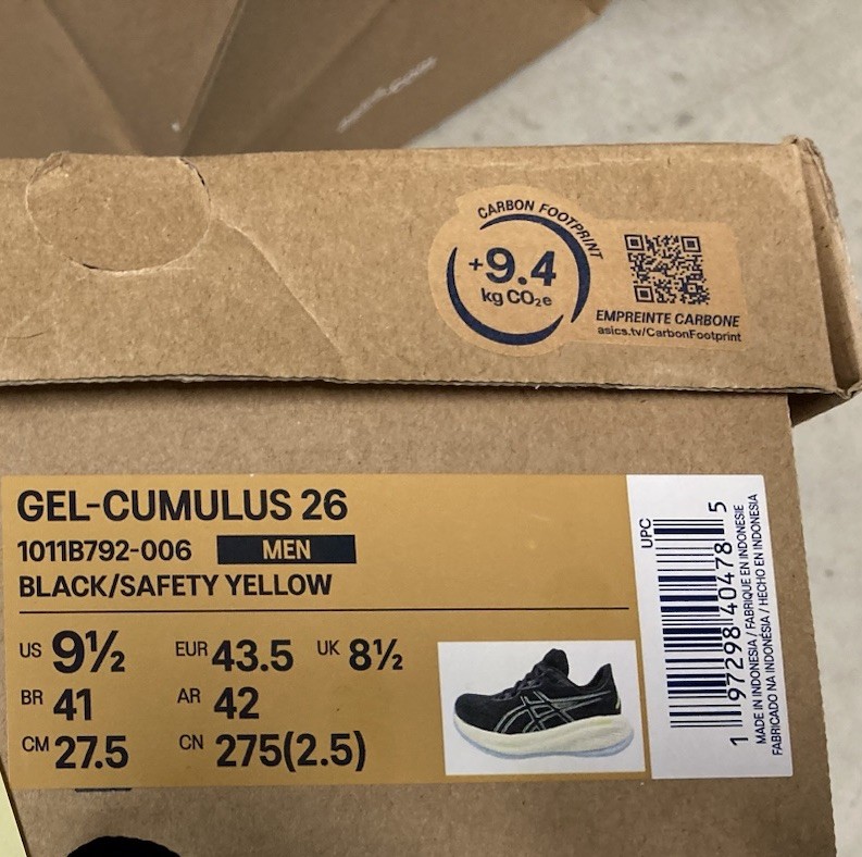 ASICS Gel-Cumulus 26 Men’s Size 9.5 Black/Safety Yellow