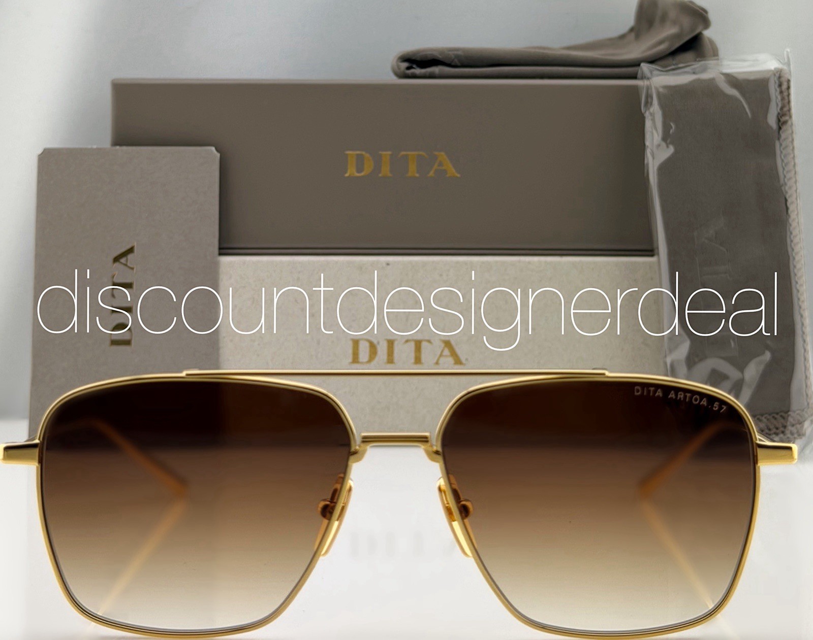 DITA Aviator Sunglasses Gold Brown Gradient ARTOA 57 DTS181-A-01 57mm NEW