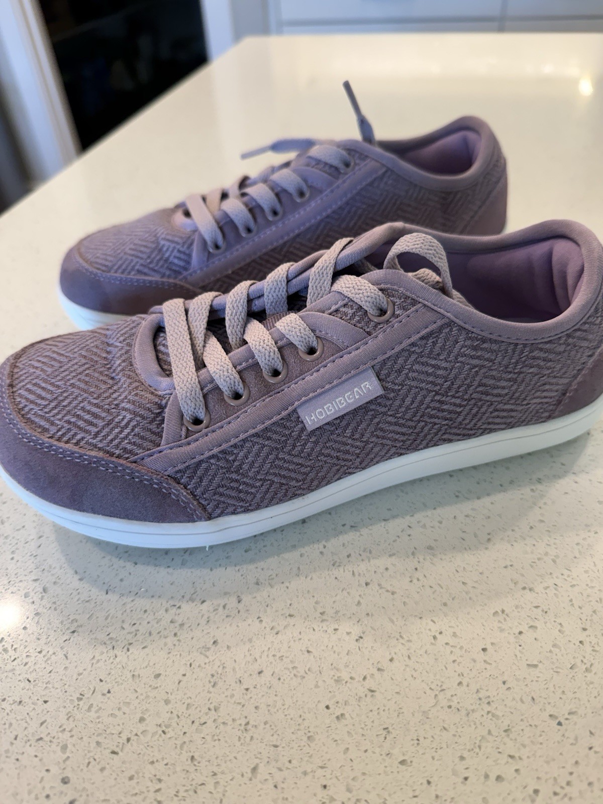 HOBIBEAR Women’s Low Top Lace-Up Athletic Sneakers Fabric Herringbone Purple