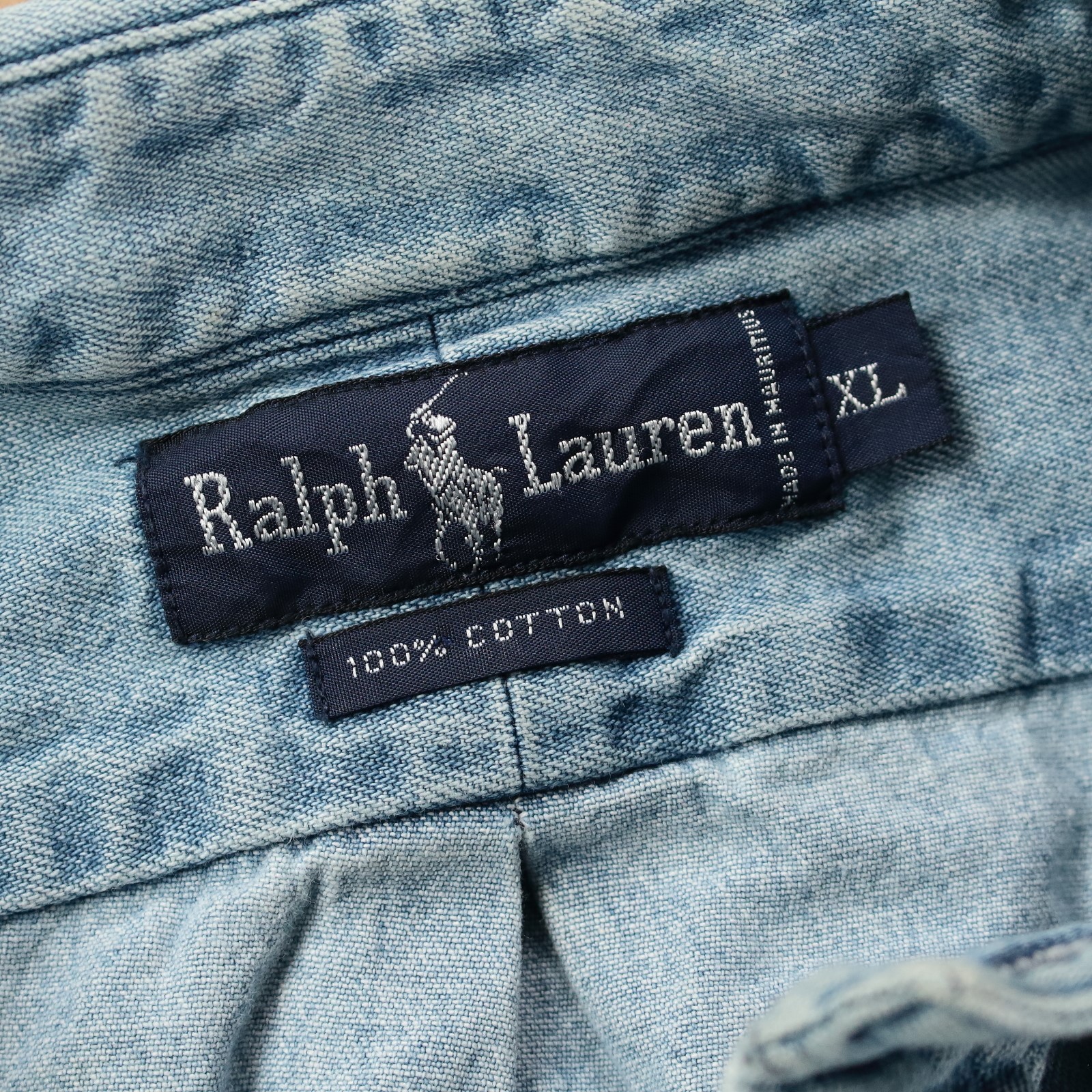 RALPH LAUREN embroidered pony denim work shirt XL tag vtg 90s y2k prep