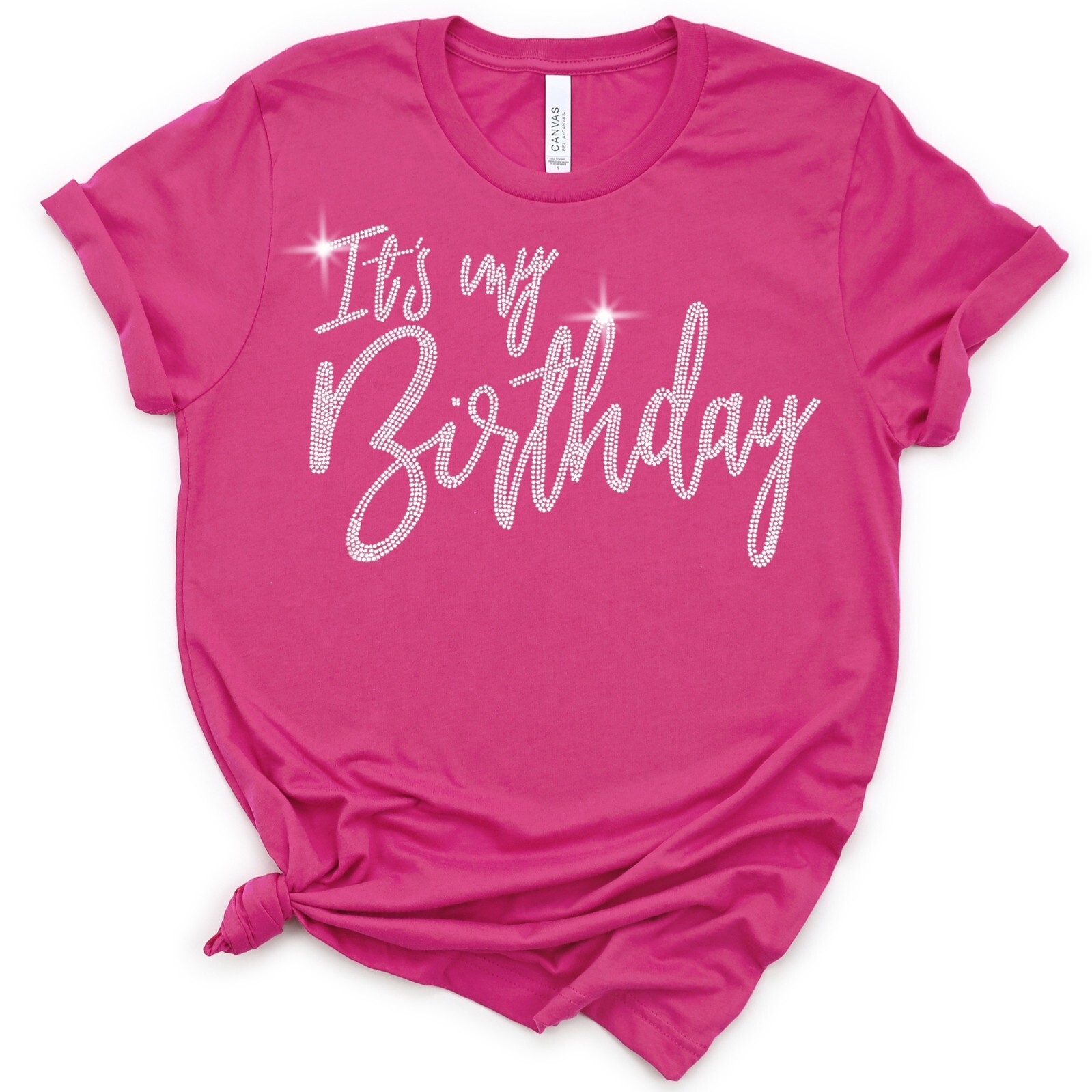 Its My Birthday Tshirt Rhinestone Pink Shirt Womens Tees – Free USA Shipping!