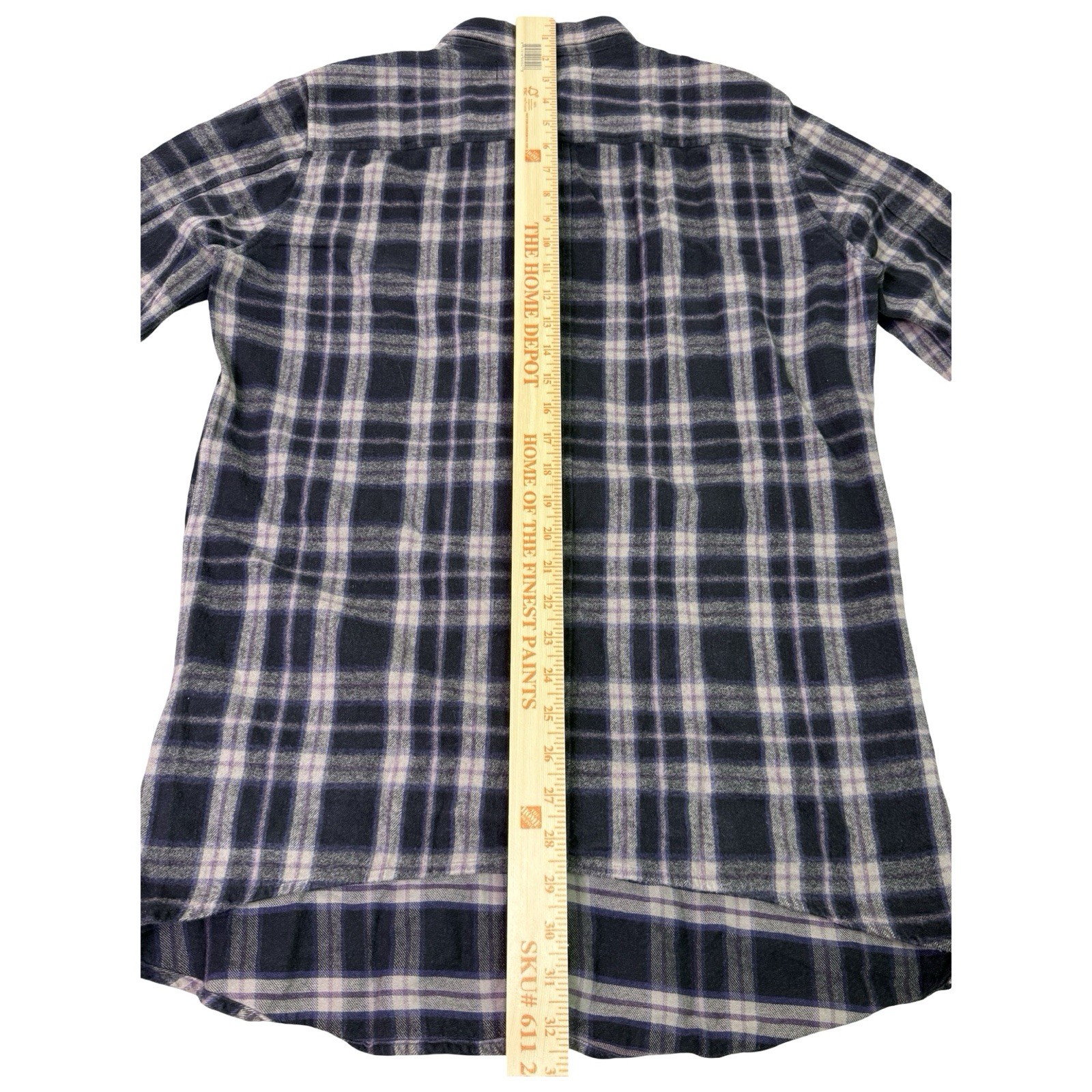 Robert Geller Shirt Men’s 52 Black Purple Plaid Lightweight Flannel Long Front