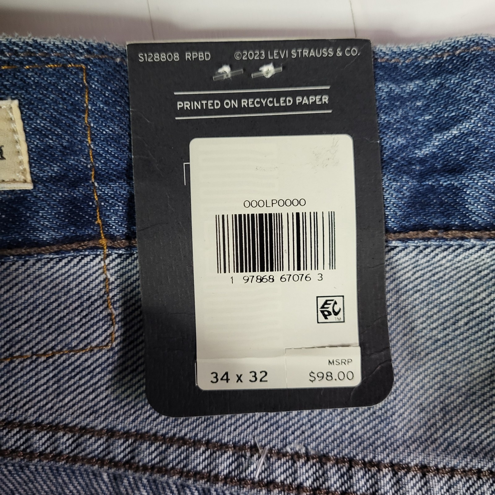 Levis Premium 568 Cargo Jeans 34×32 Men’s Loose Straight Blue New With Tags