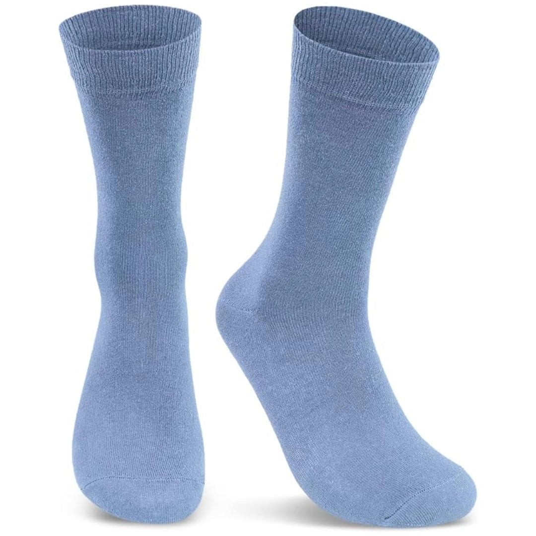 Solid Color Crew Cotton Dress Socks – Light Blue