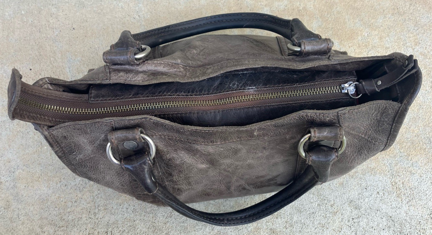 Frye Melissa Satchel Crossbody Shoulder Bag Slate Distressed Leather w/Dustbag