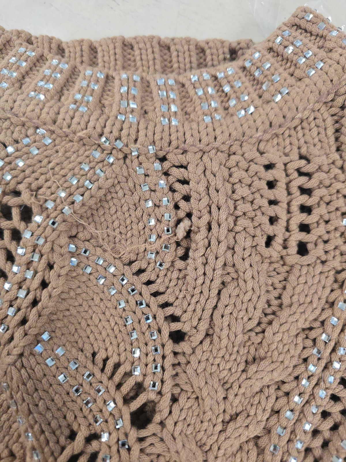 Elea Crystal Knit Sweater Mocha THE NOLI SHOP