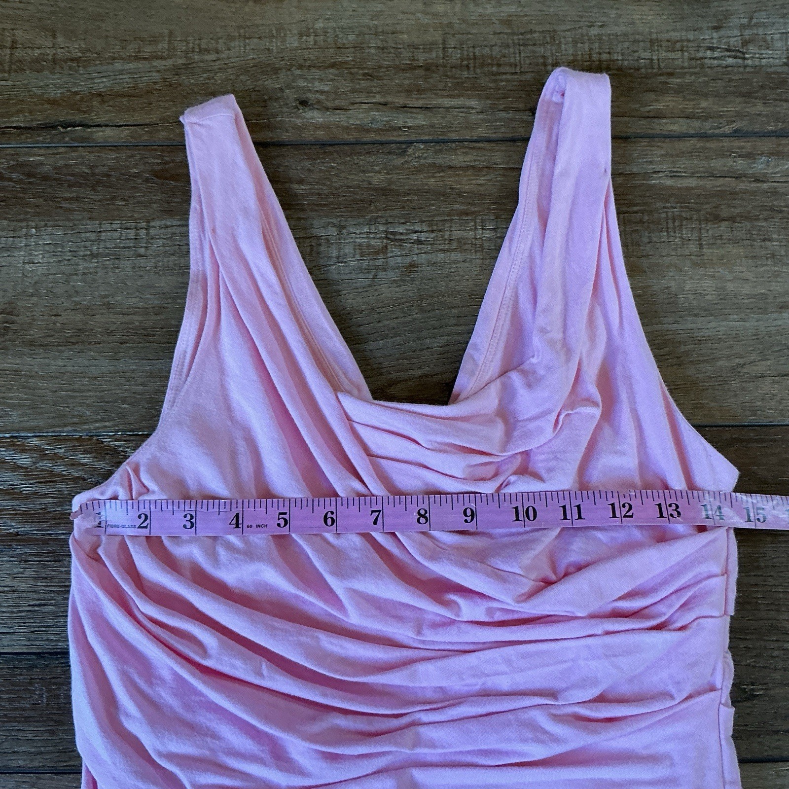 Y2K Express Ruched Cowl Neck Tank Top Size Med Pink Cotton Modal Stretch #60E7